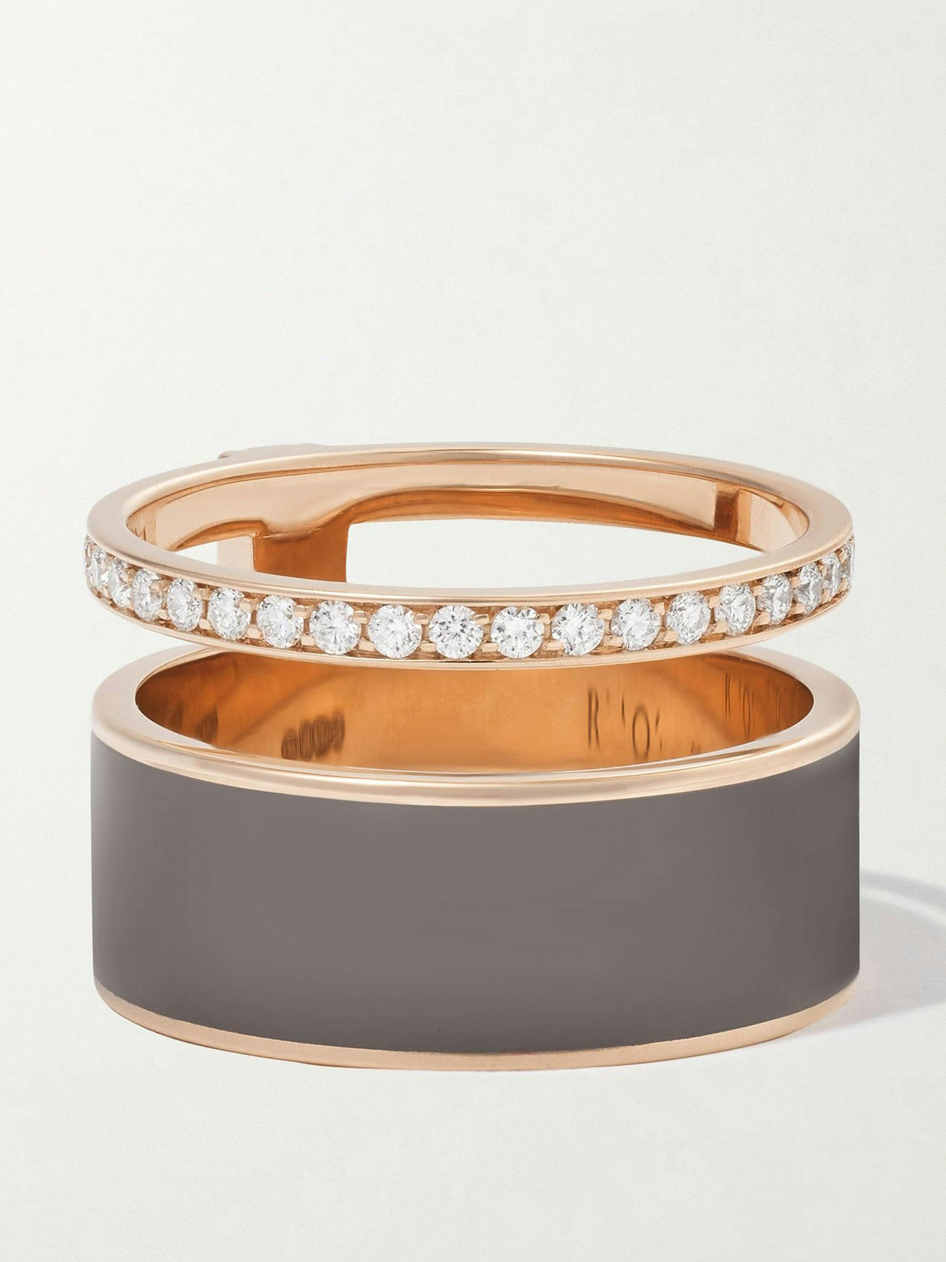 Berbere 18kt rose gold, lacquer and diamond ring