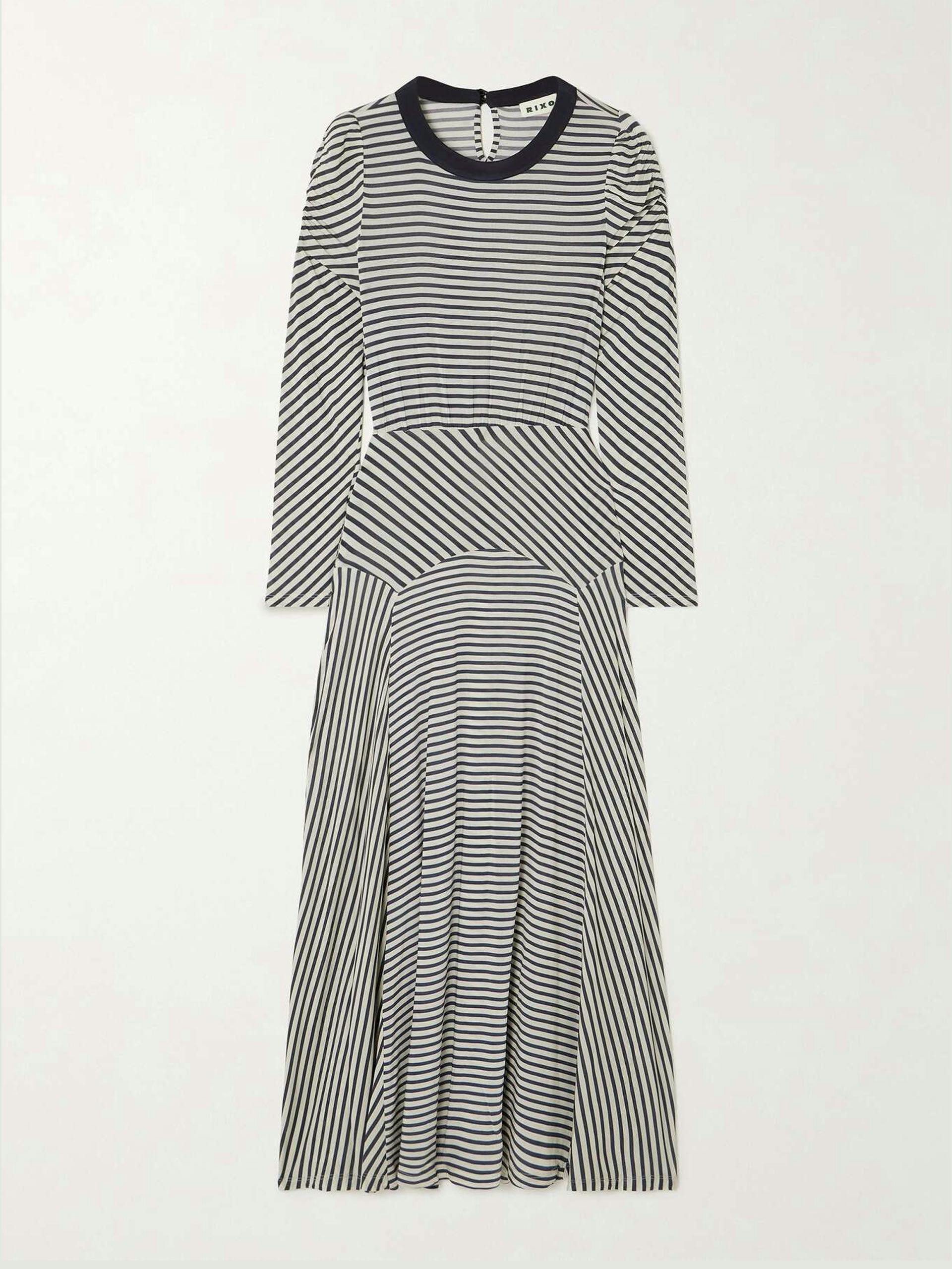 Cerise striped stretch-jersey midi dress