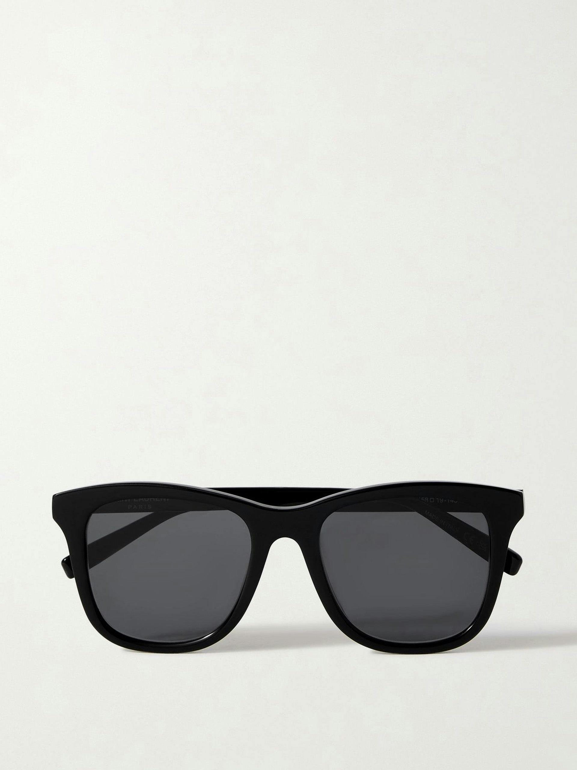 Black square-frame acetate sunglasses