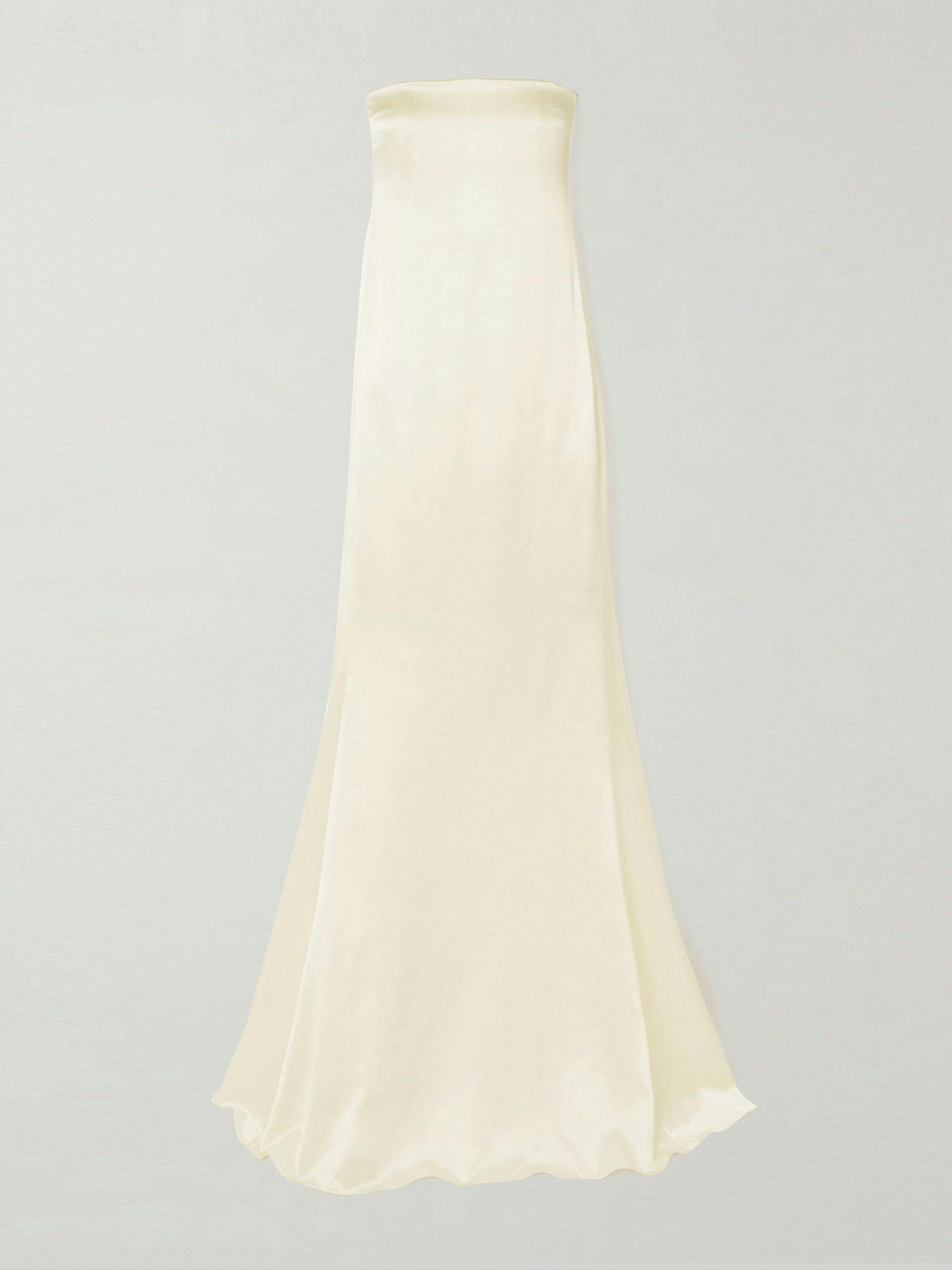 Strapless silk-satin gown