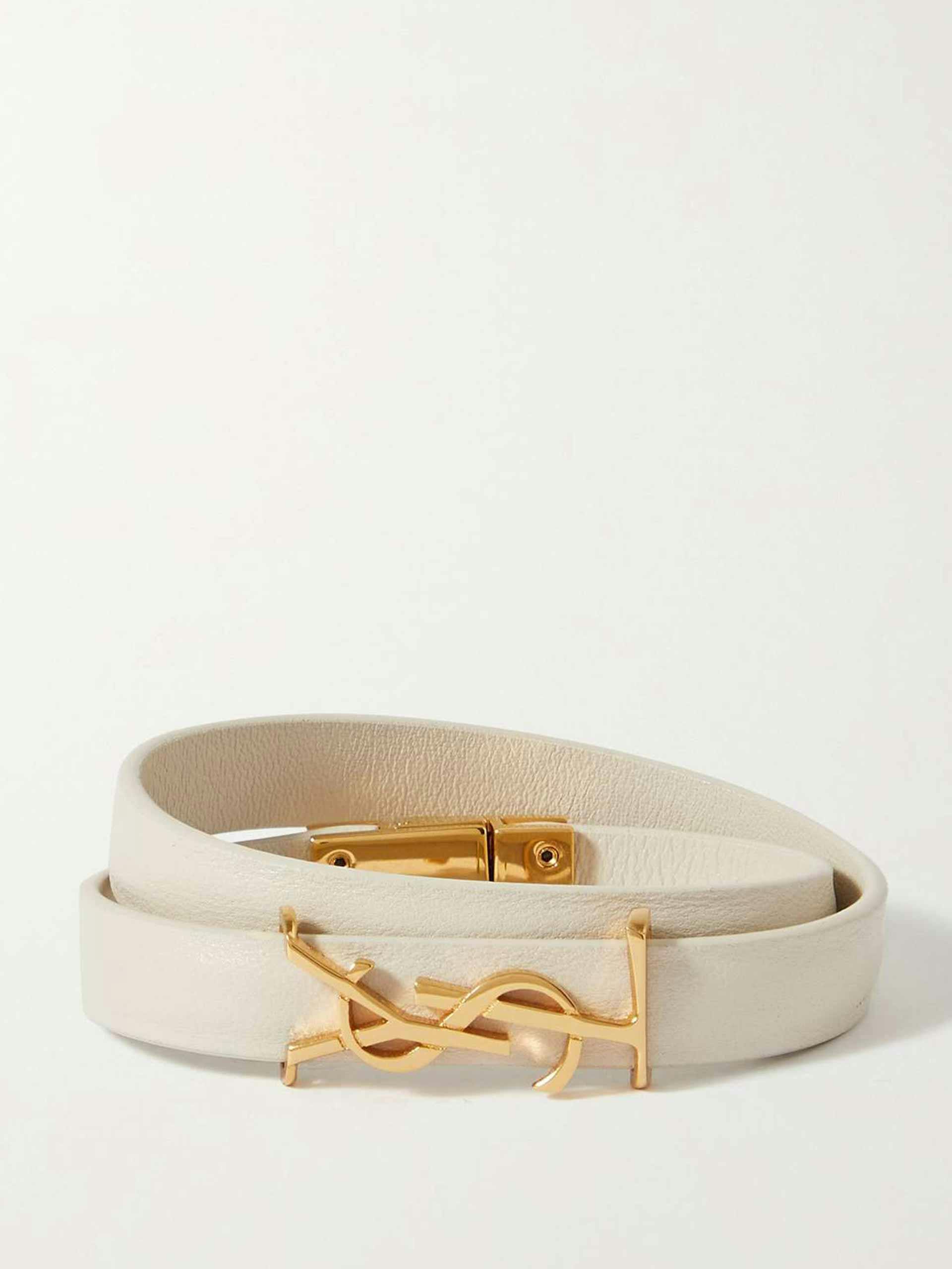Leather and gold-tone bracelet