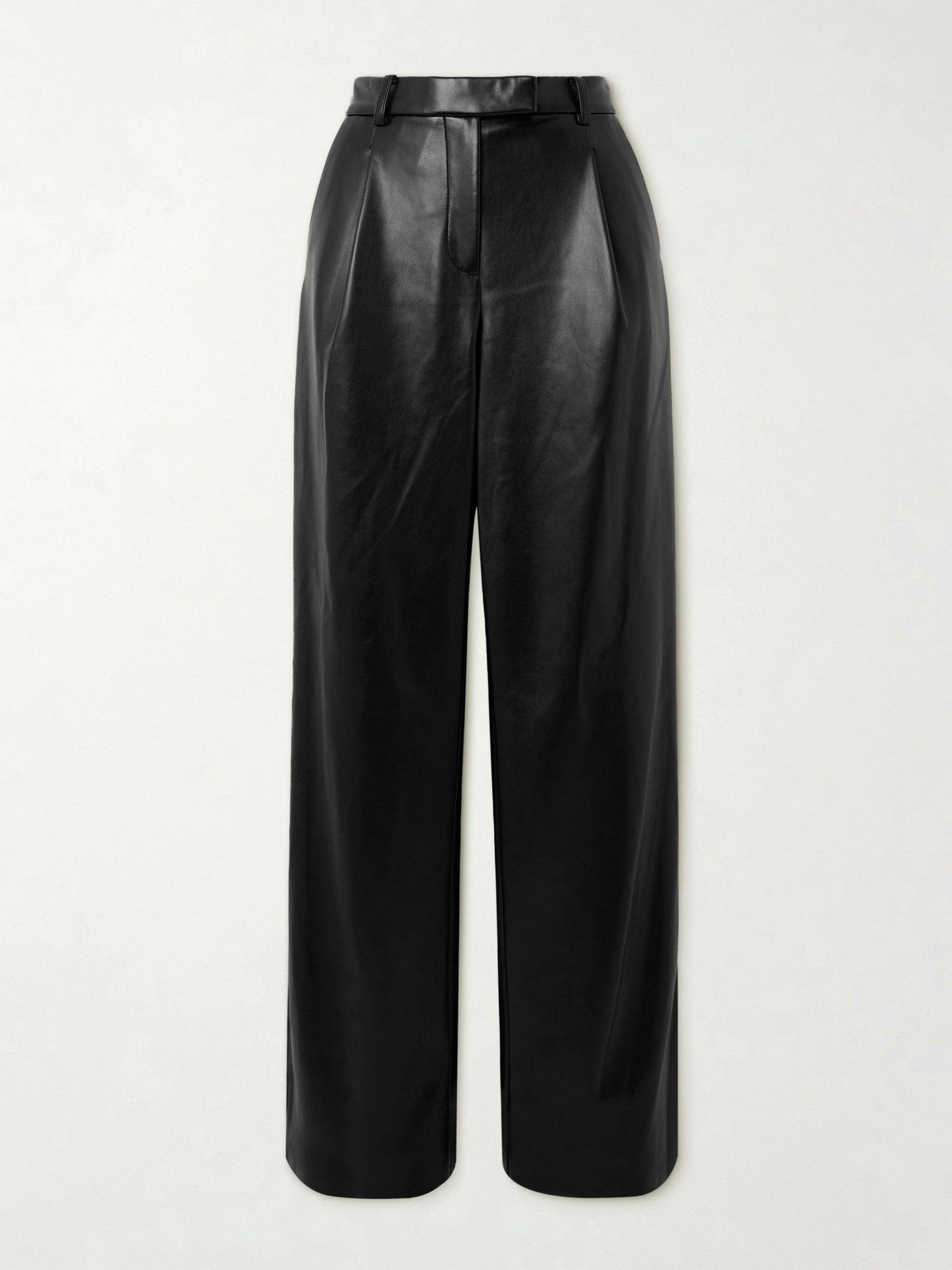 Novia pleated faux leather straight-leg pants