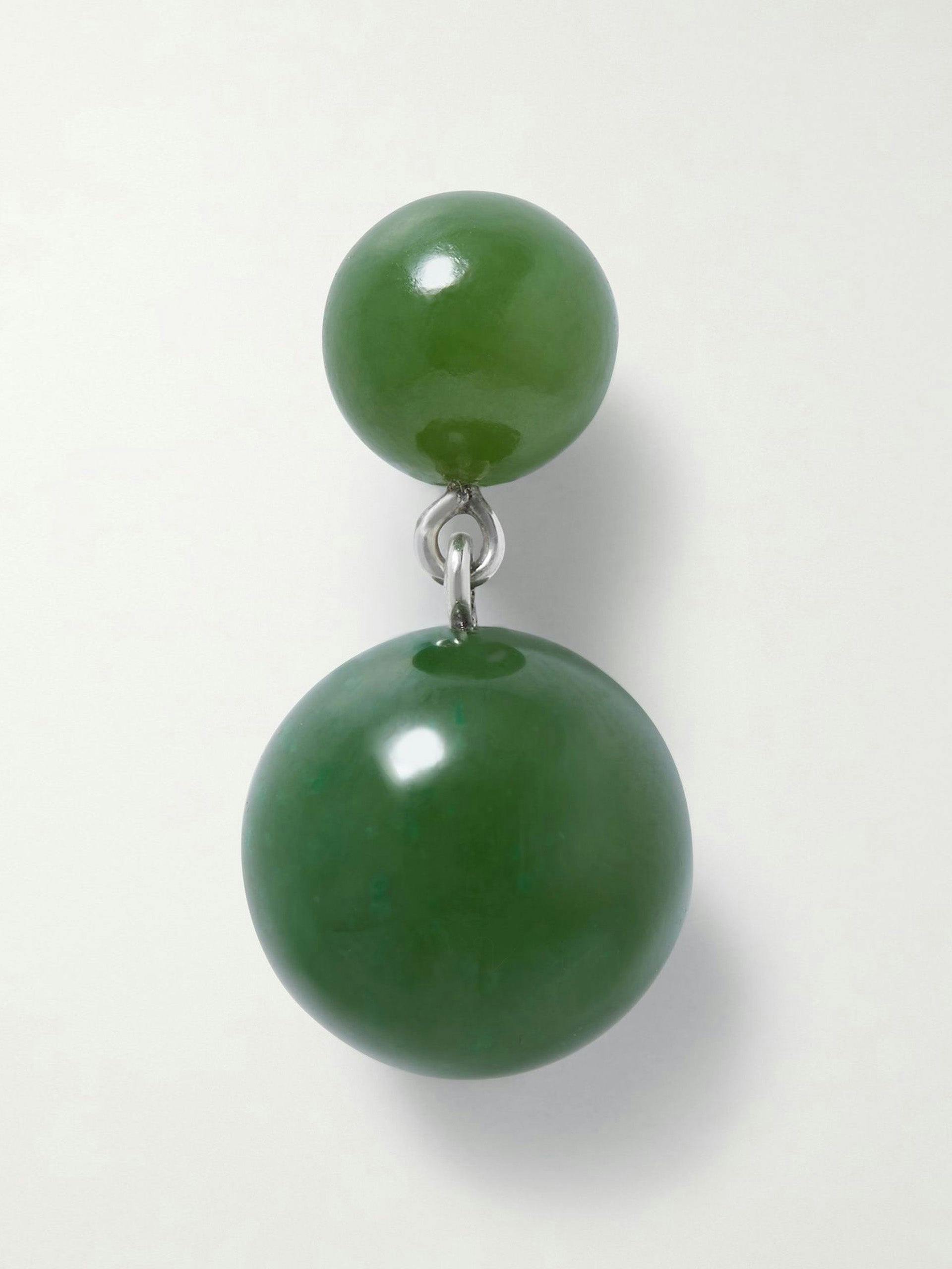 Silver and jade single earring