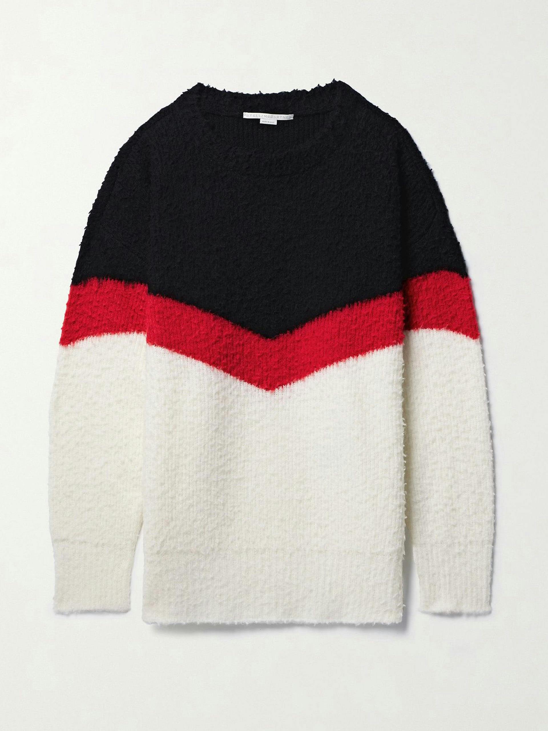 Striped ribbed wool-blend sweater