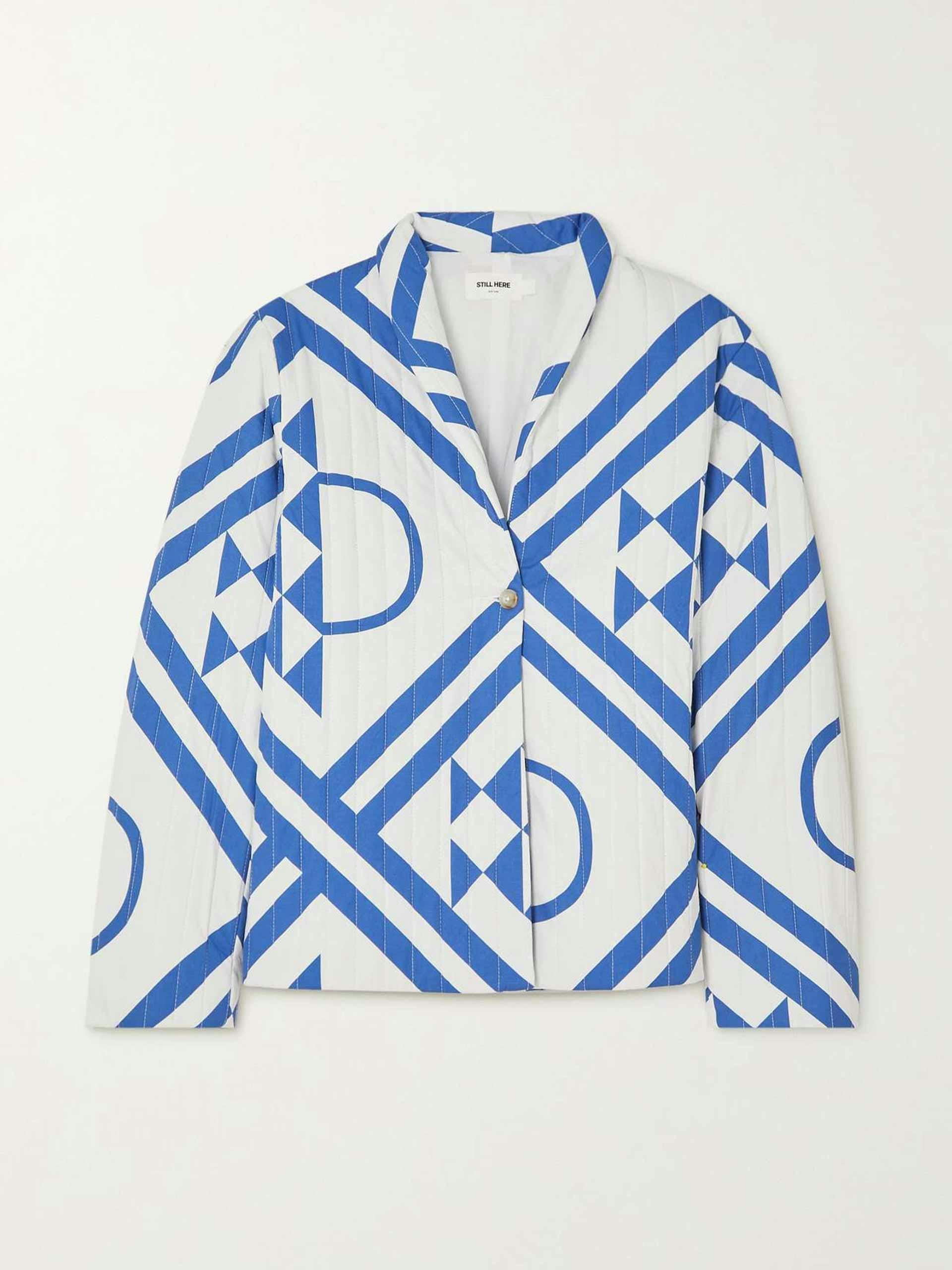 Blue and white quilted jacket