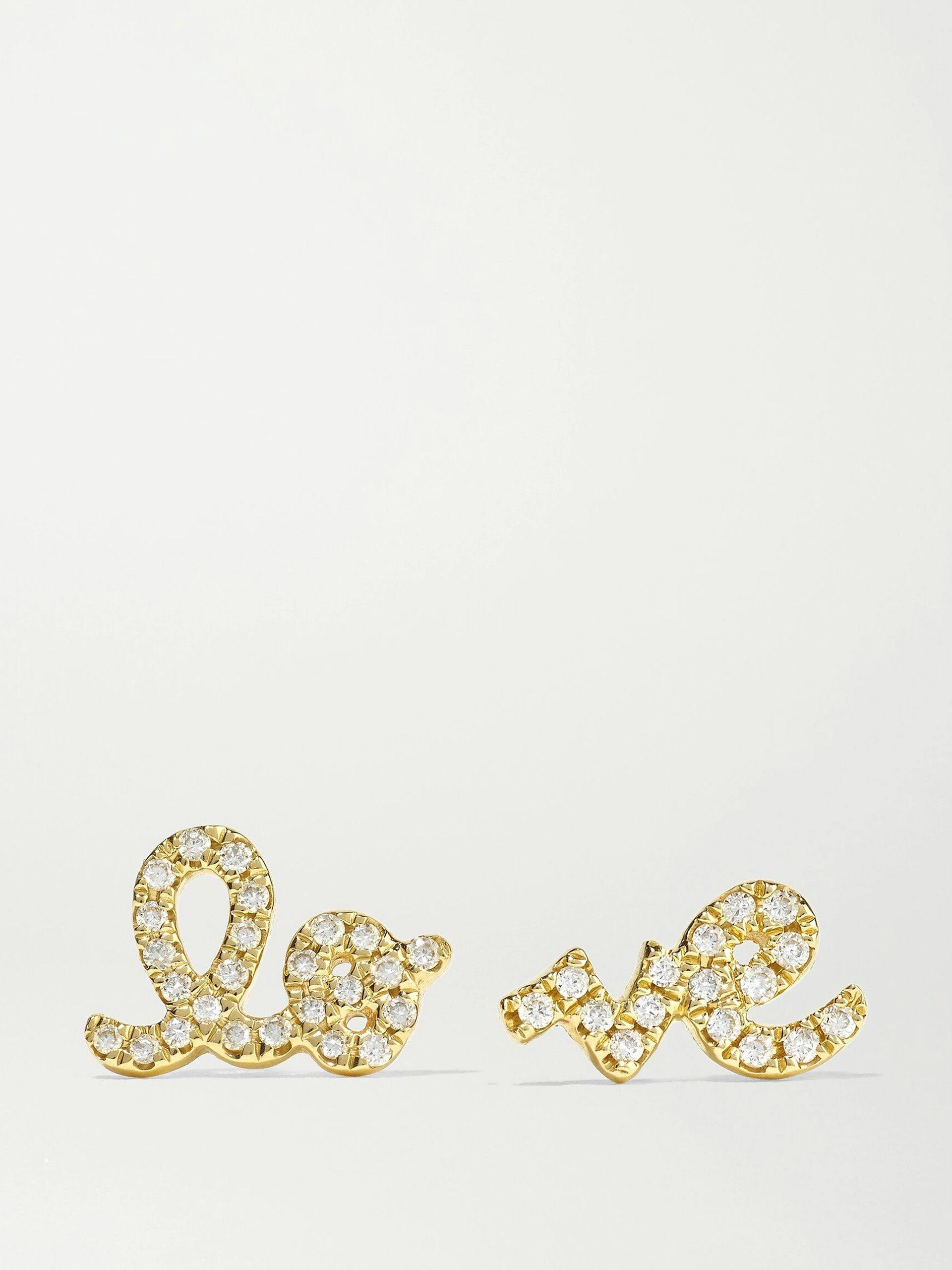 Love 14kt gold diamond earrings