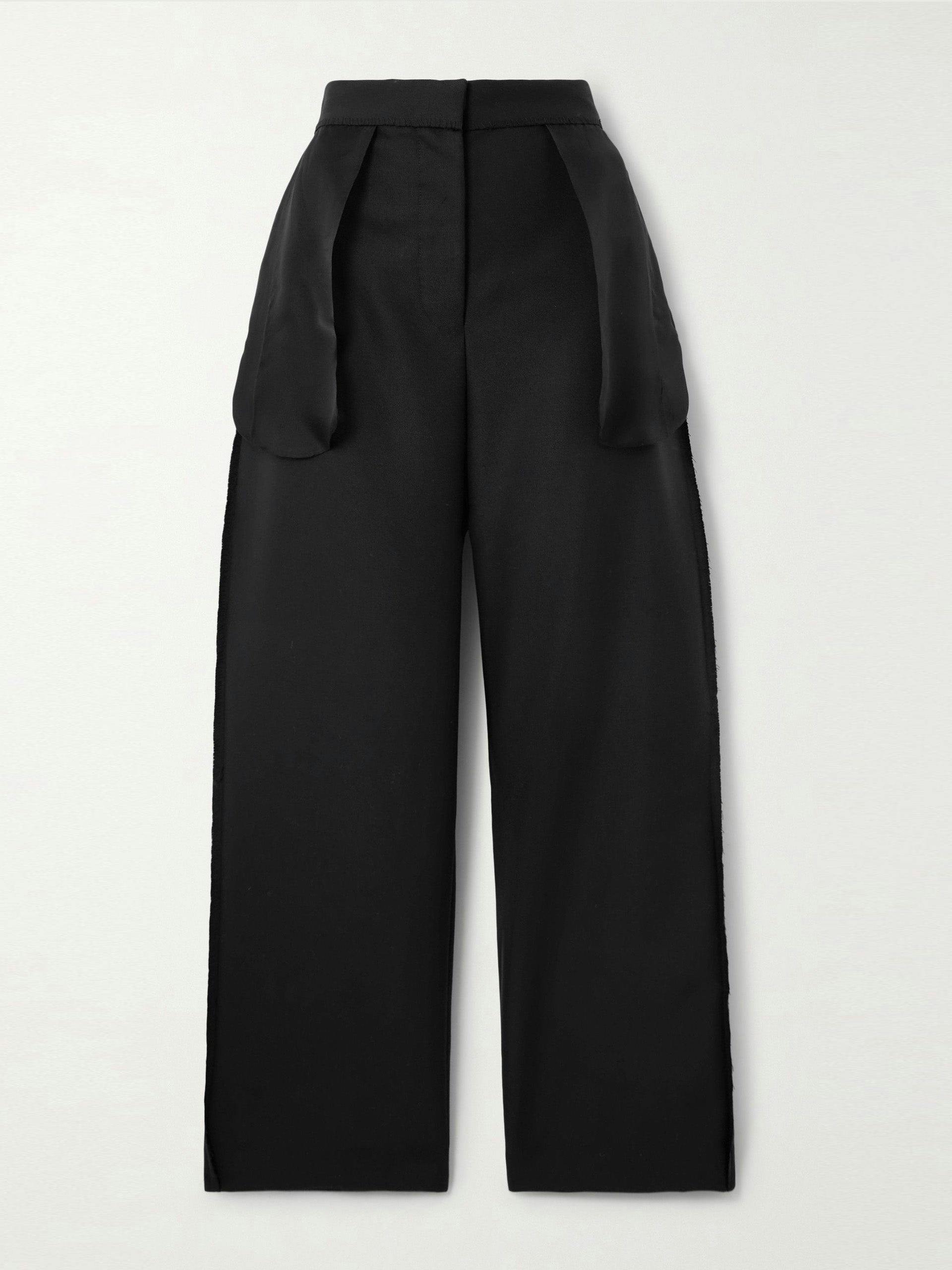 Black wool and mohair-blend pants