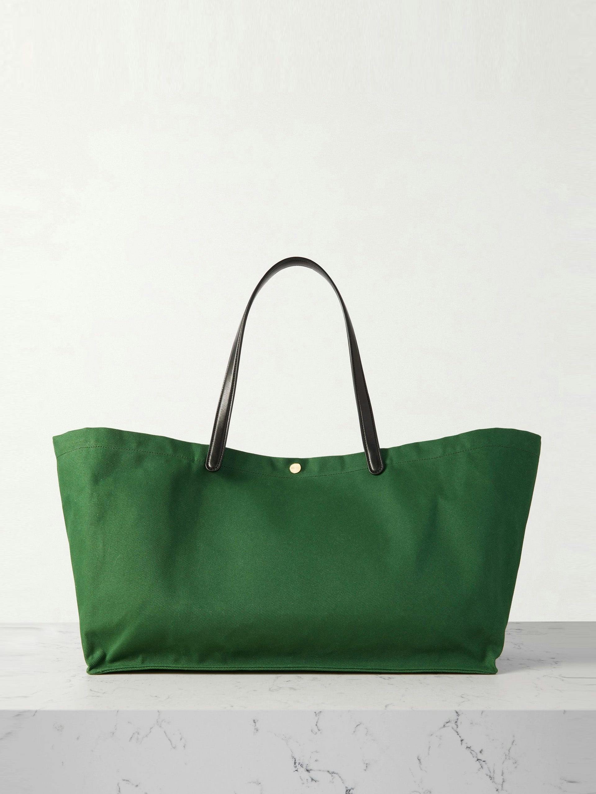 Idaho XL leather-trimmed cotton-twill tote