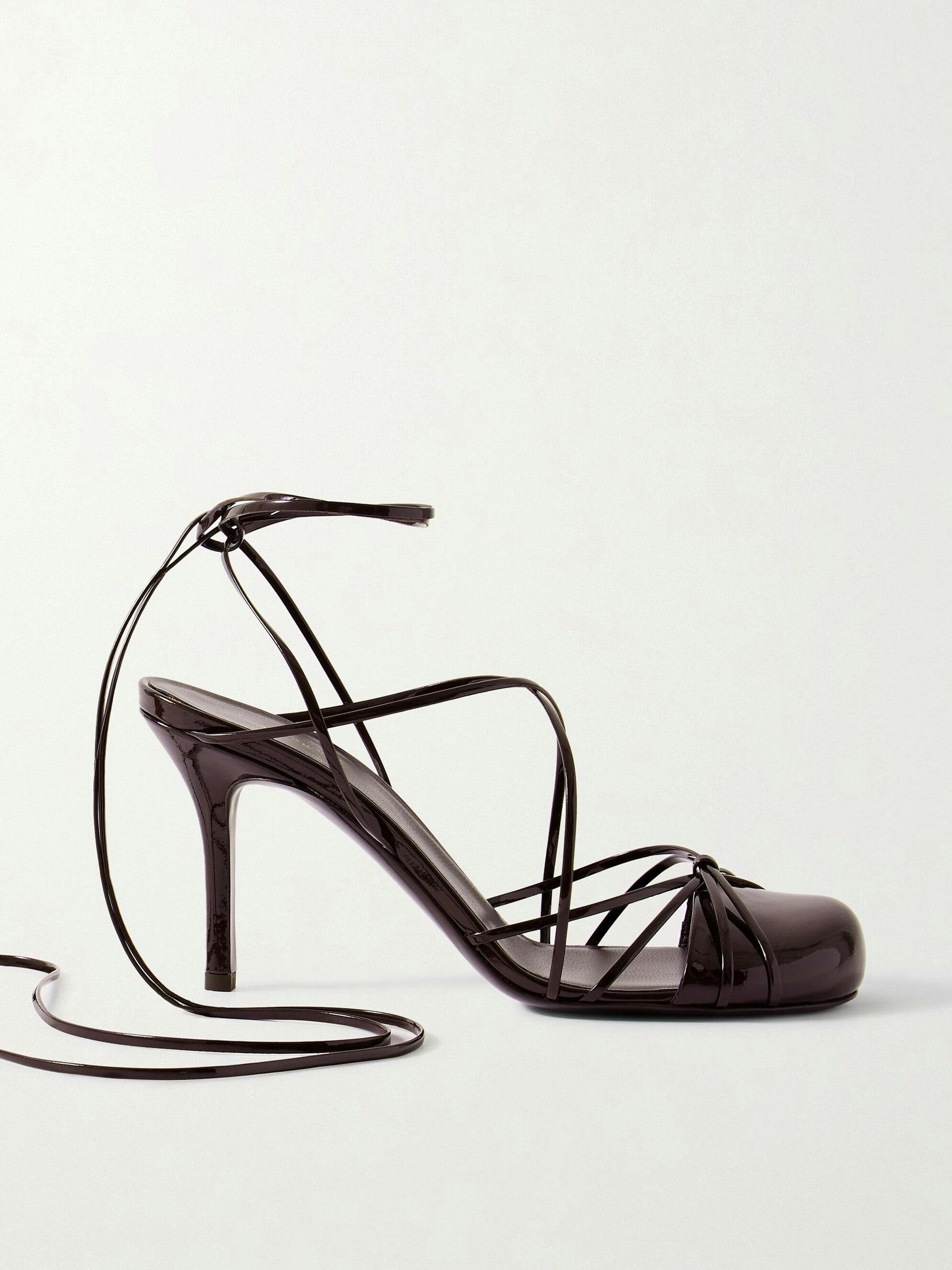 Joan lace-up patent-leather sandals