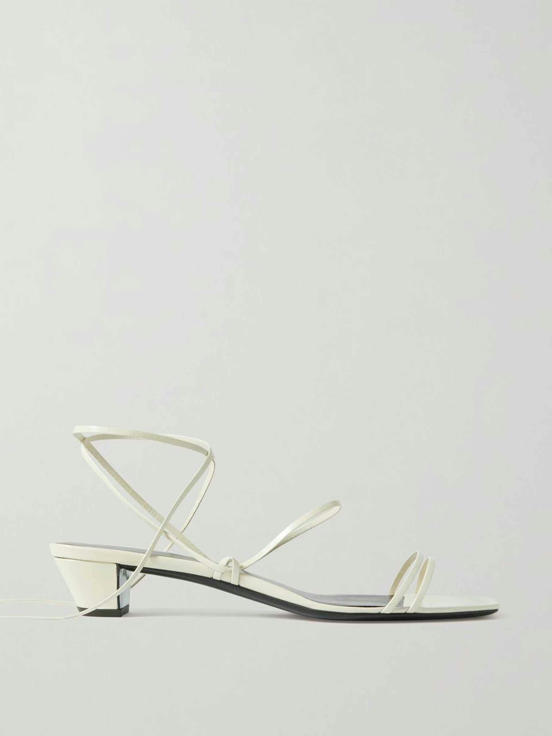 White graphic leather sandals