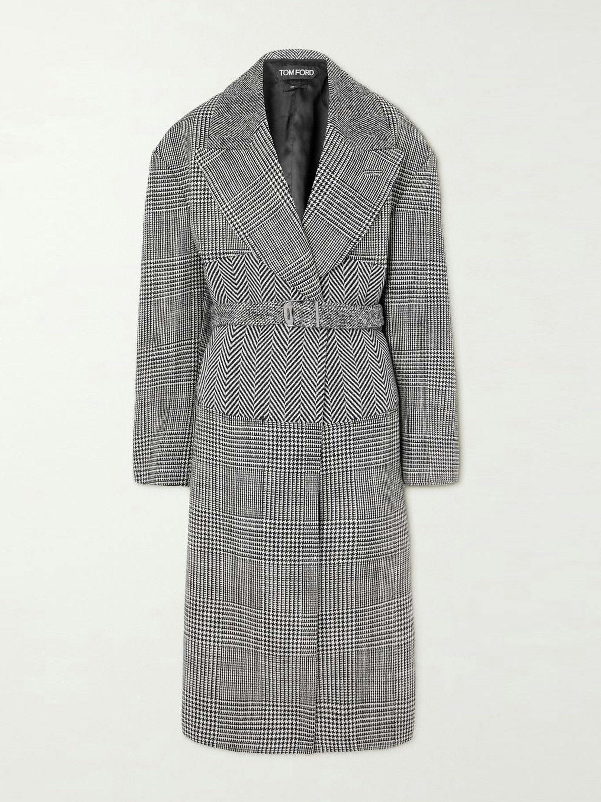 Grey checked cashmere coat