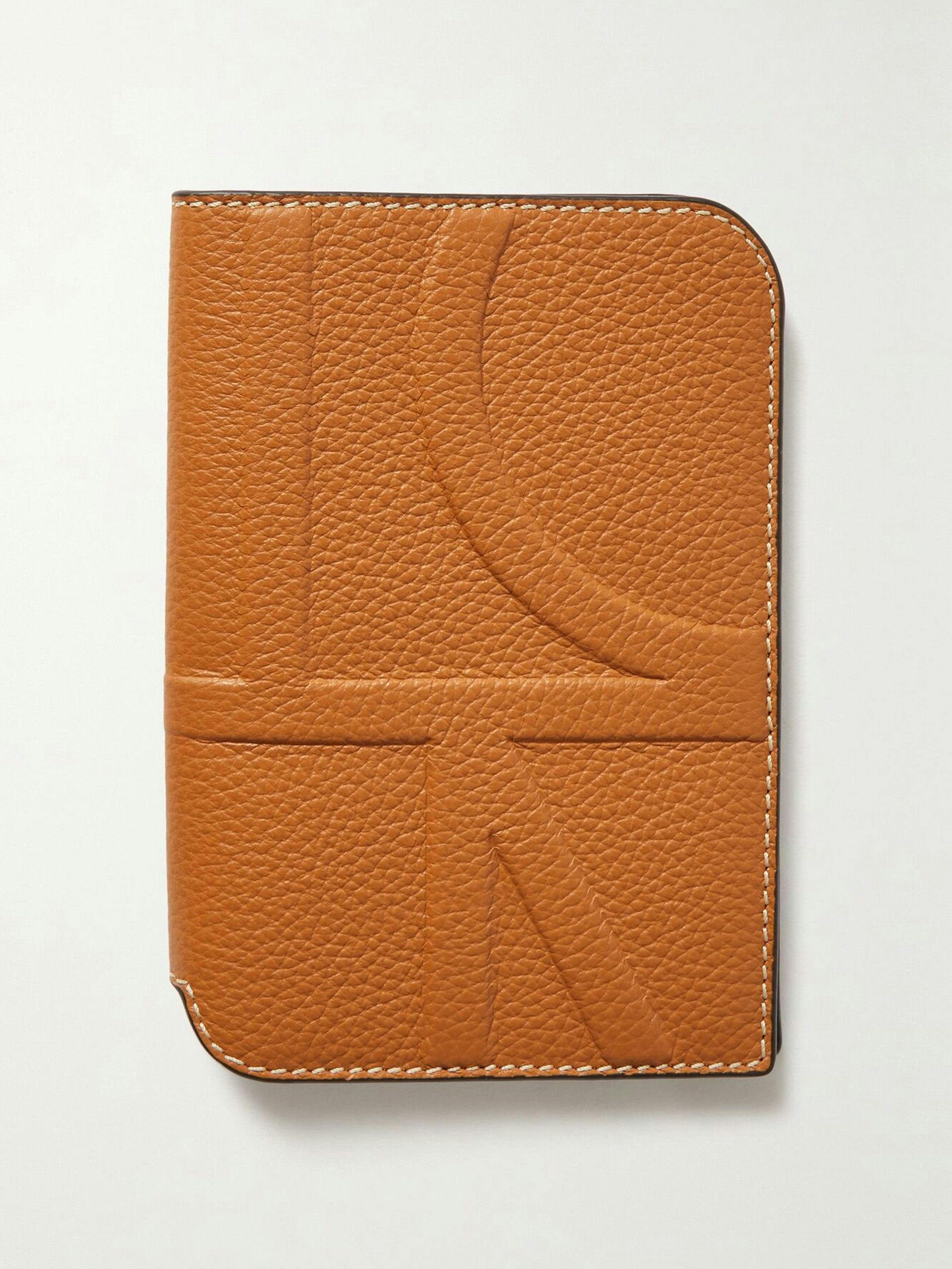 Embossed textured-leather passport cover