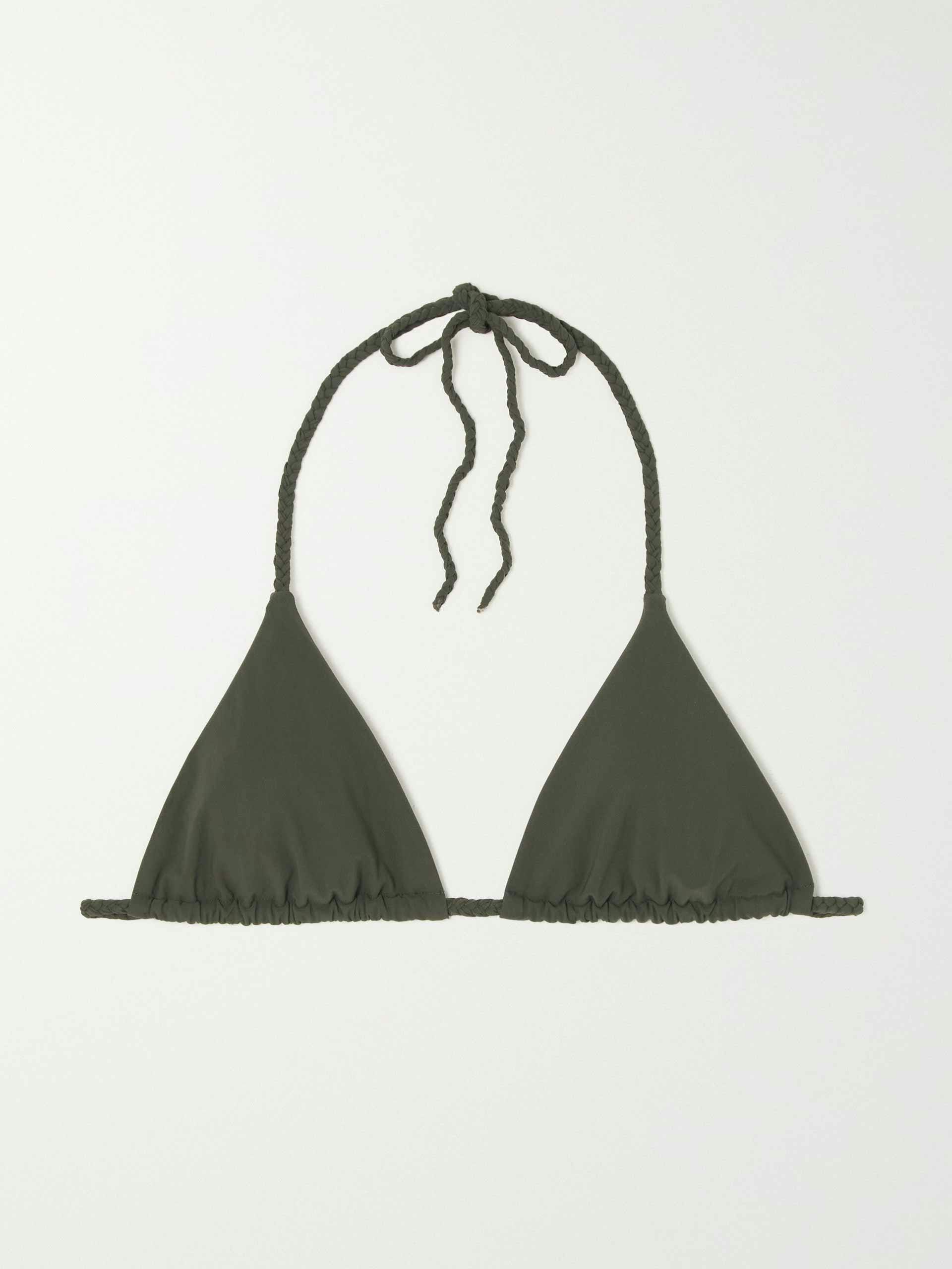 Braided halterneck triangle bikini top