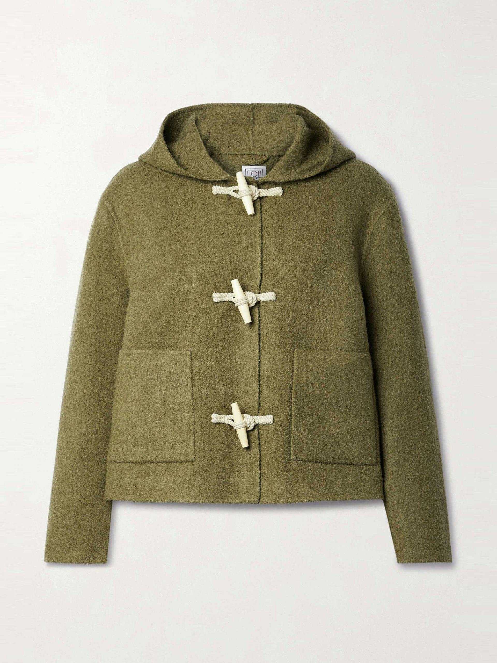 Hooded wool-blend felt jacket