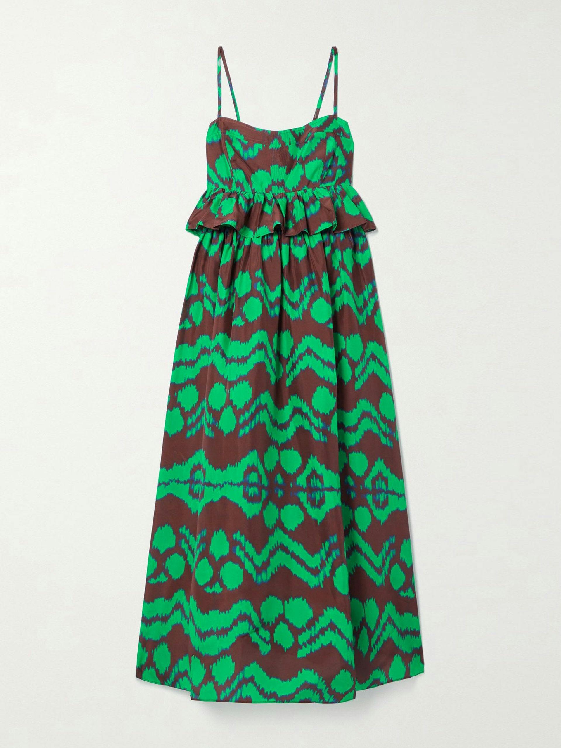 Amaliya printed silk midi dress
