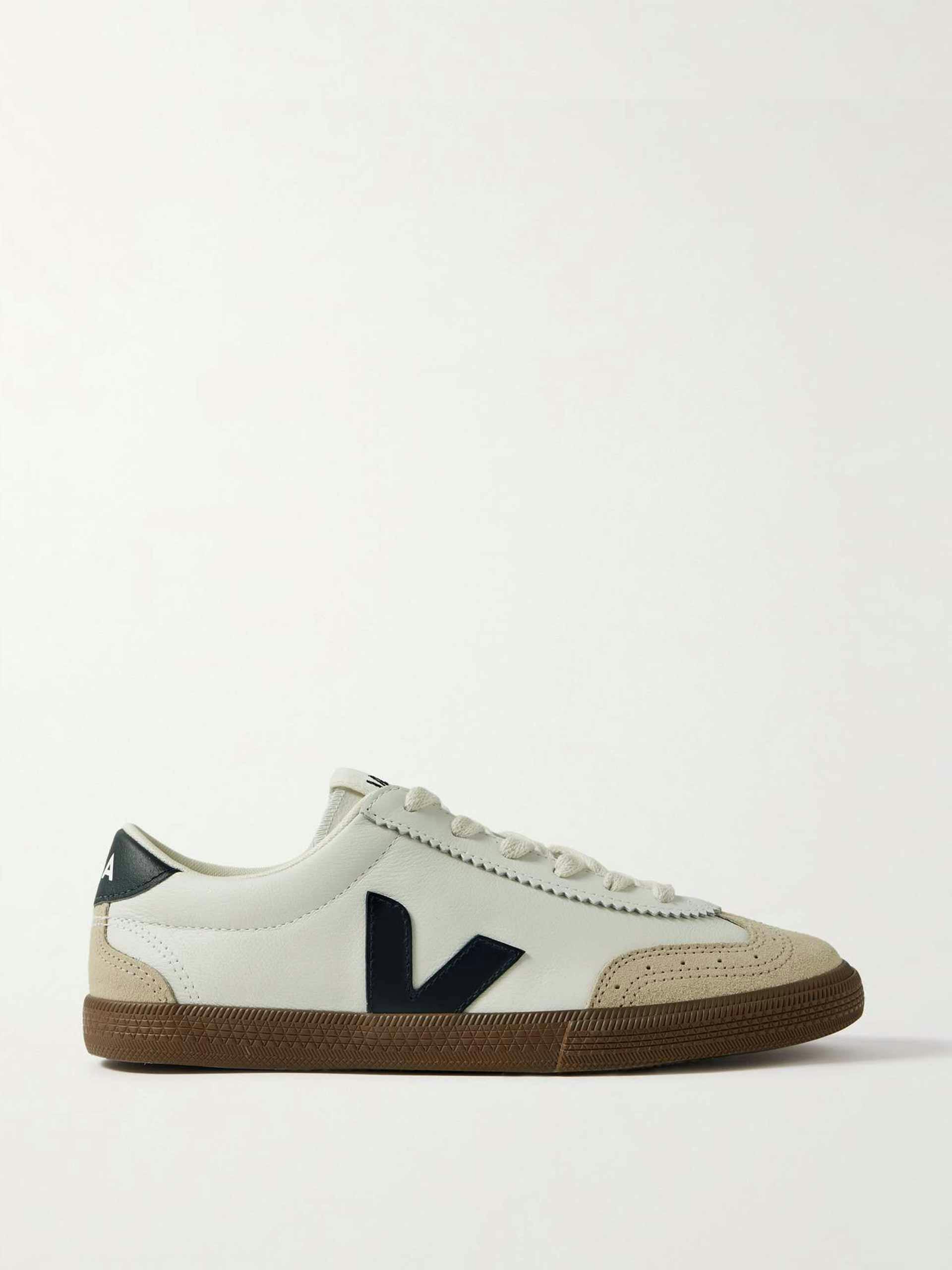 Volley suede-trimmed leather sneakers