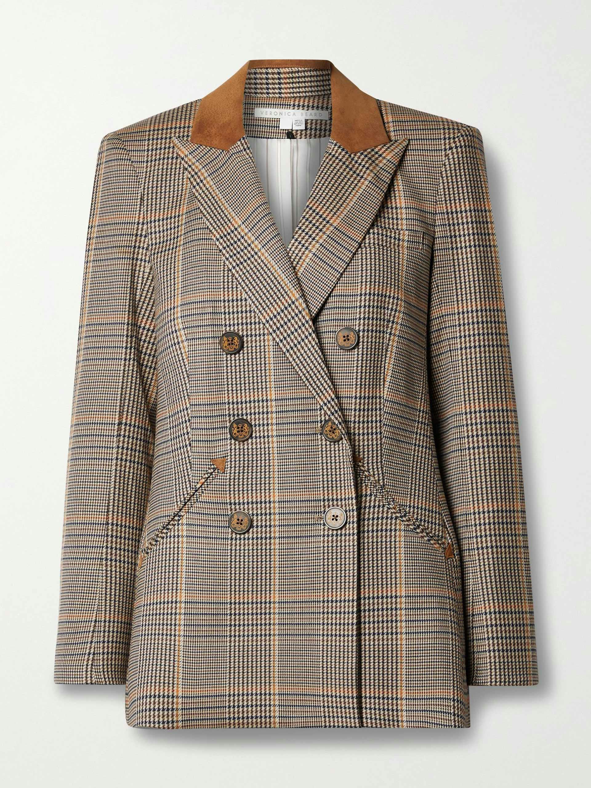 Double-breasted houndstooth blazer