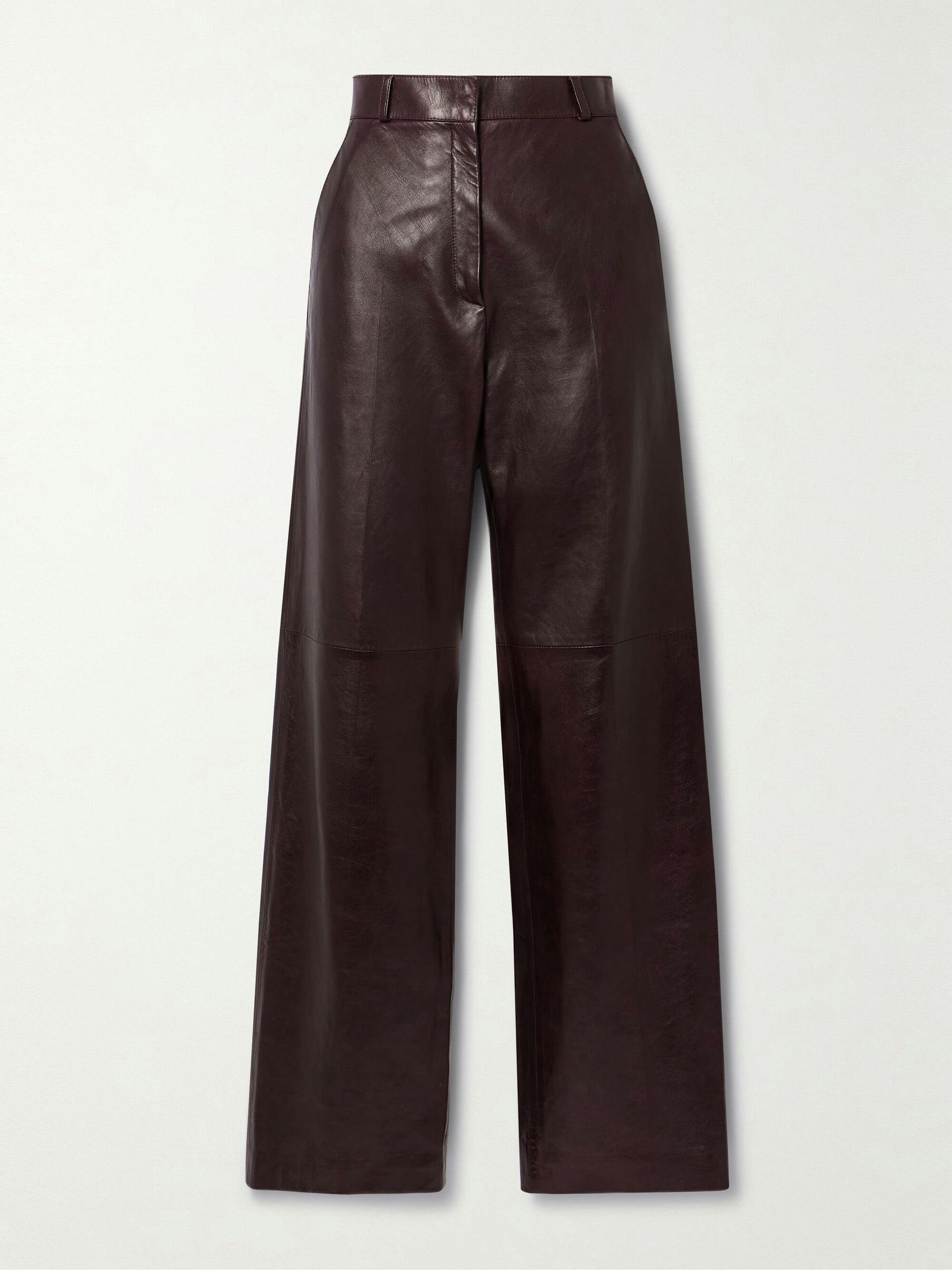 Audrey paneled leather wide-leg pants