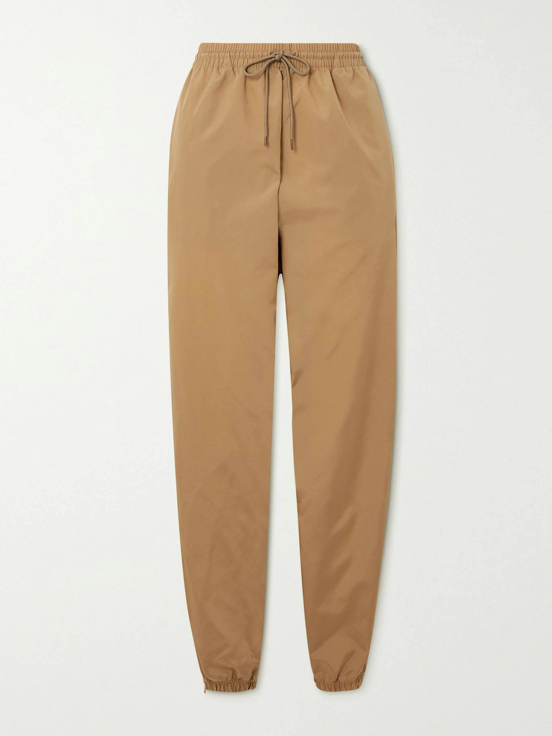 Tan shell tapered track pants