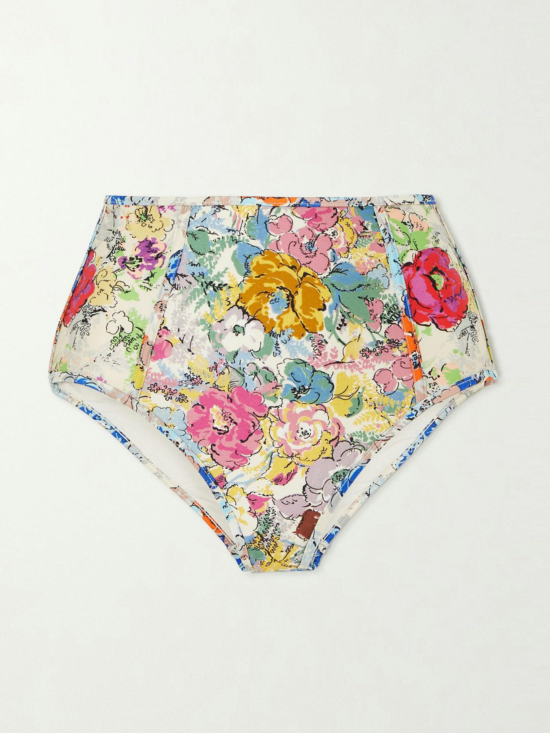 Clover floral-print high-waist bikini briefs