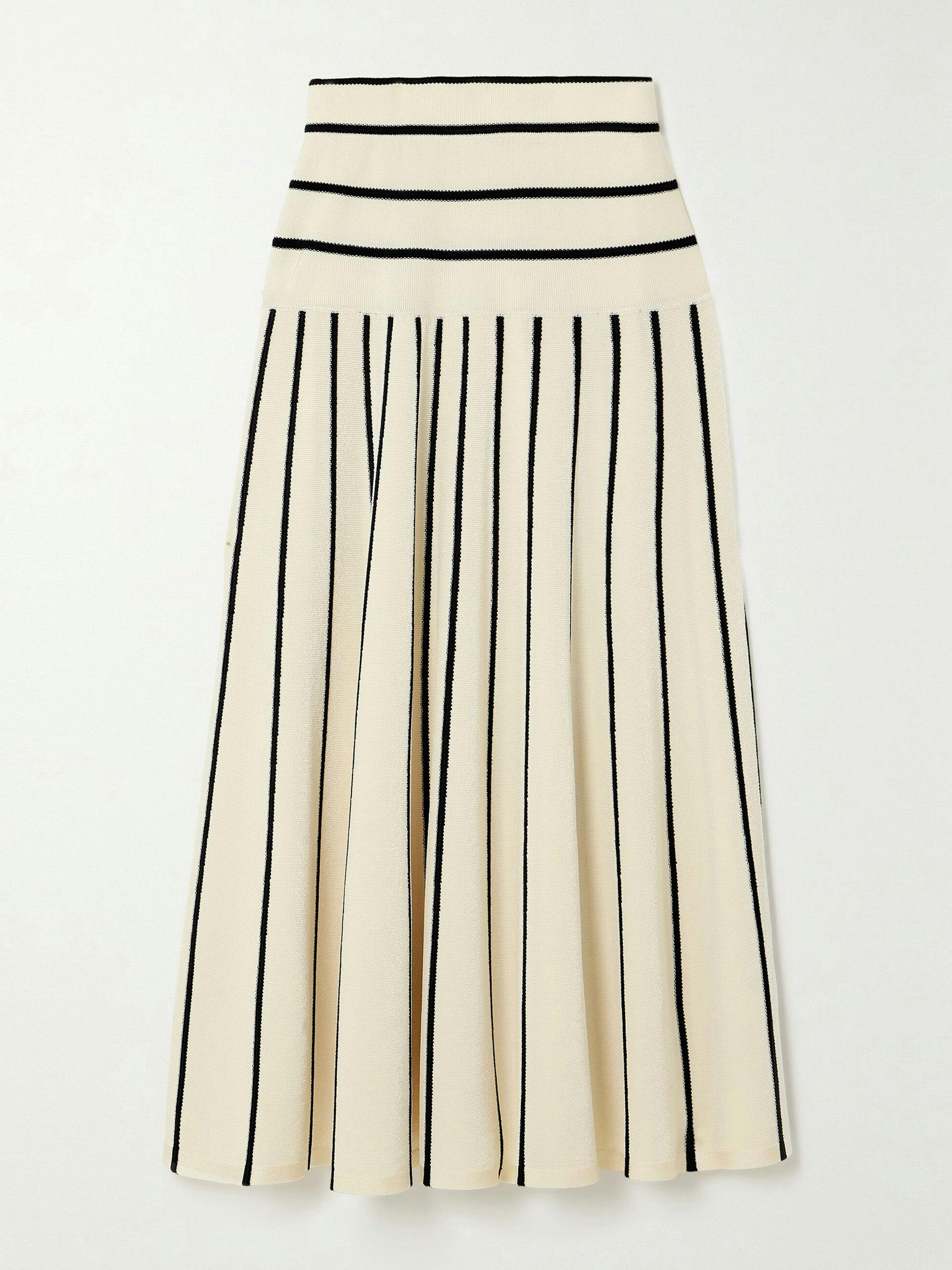 Matchmaker striped knitted midi skirt