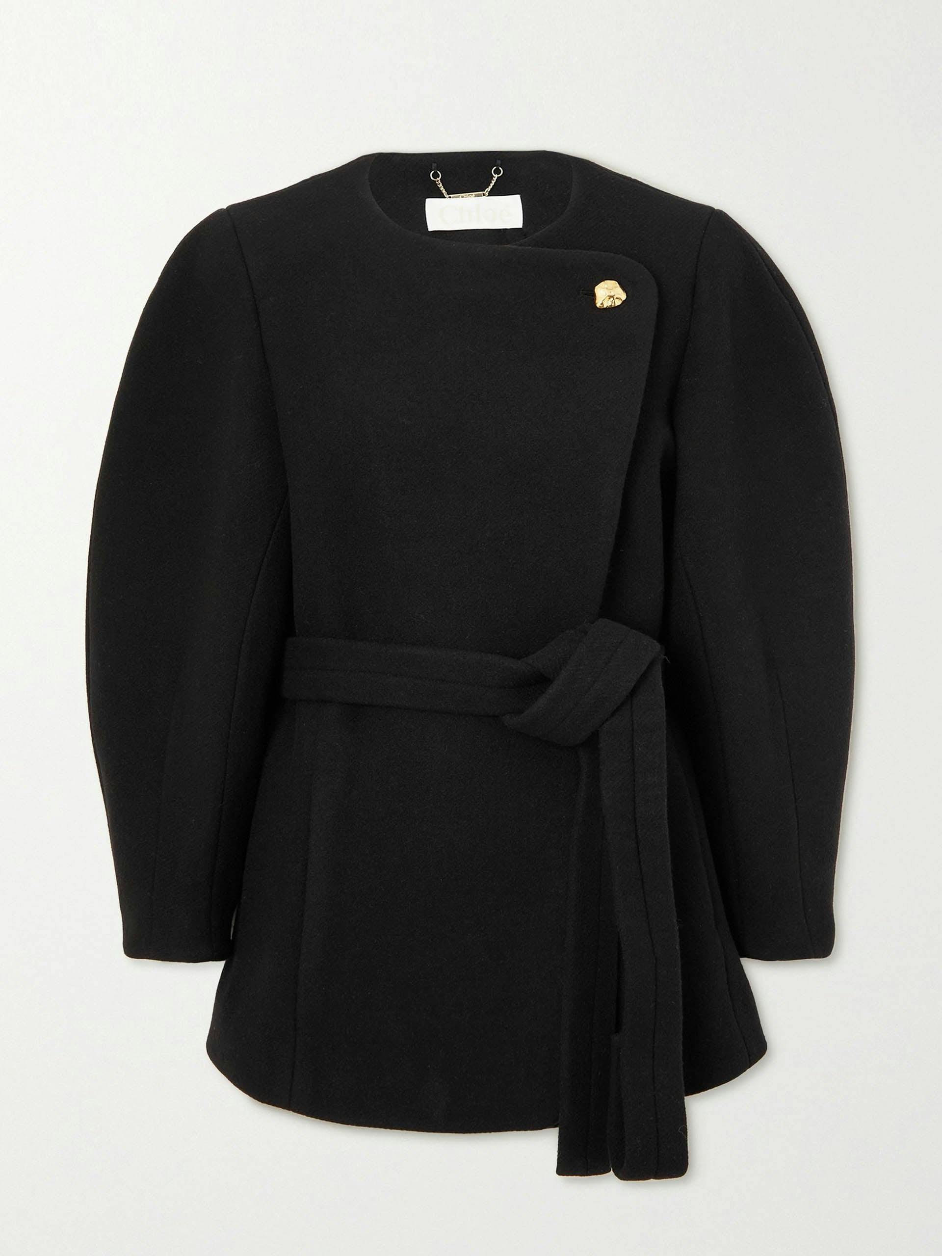 Belted wool-blend jacket