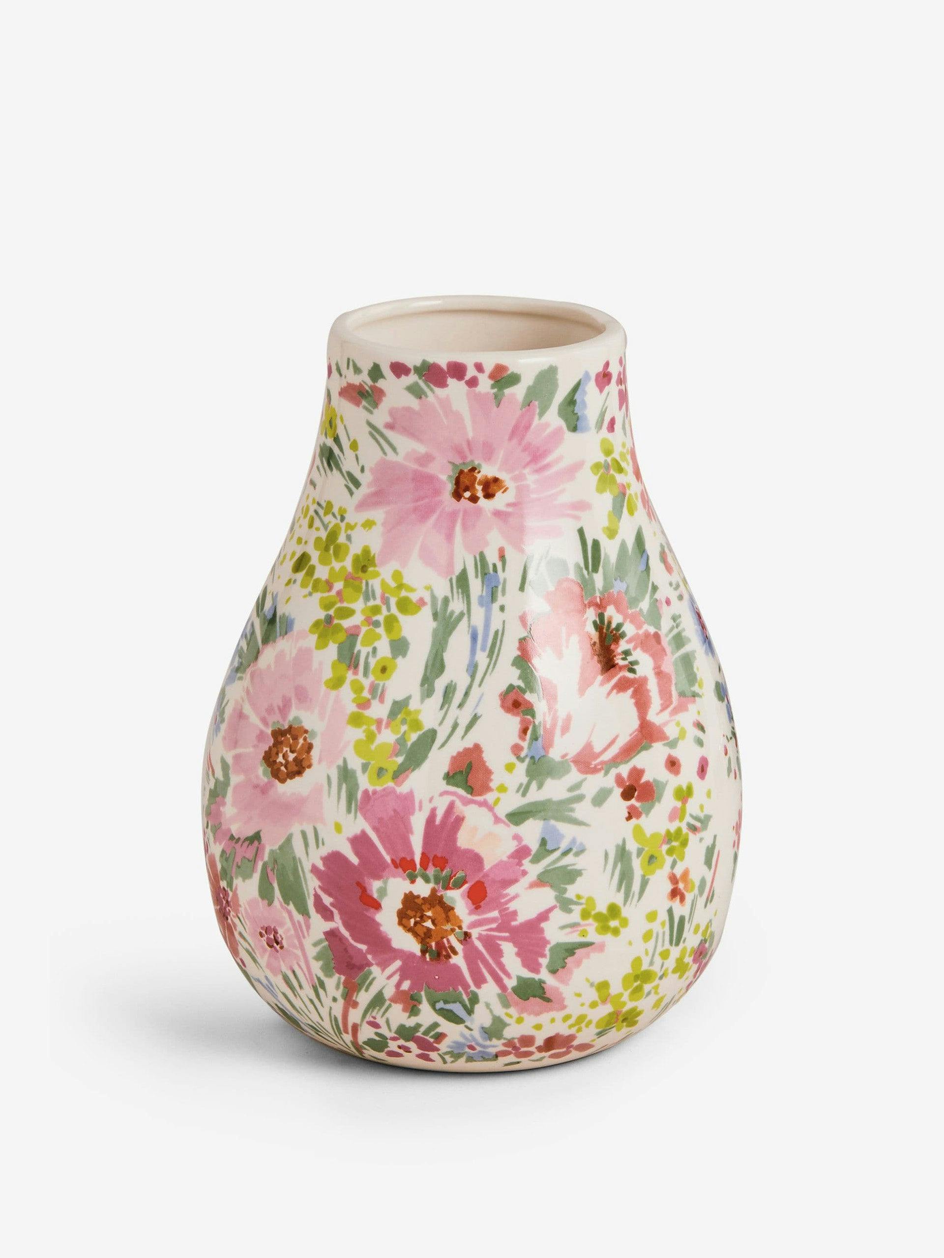 Pretty floral print ceramic flower vase