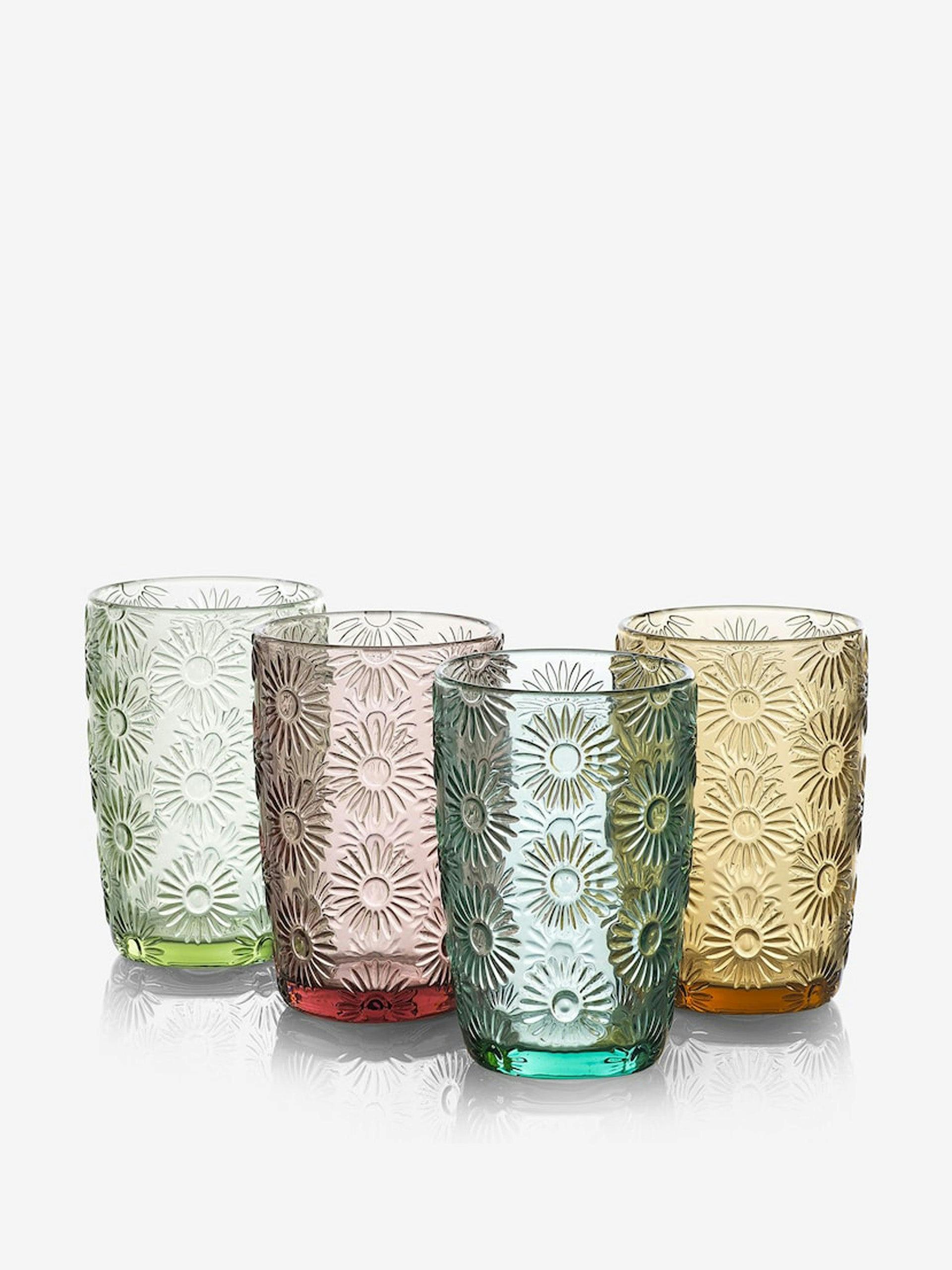 Lisse floral pressed tumbler glasses (set of 4)