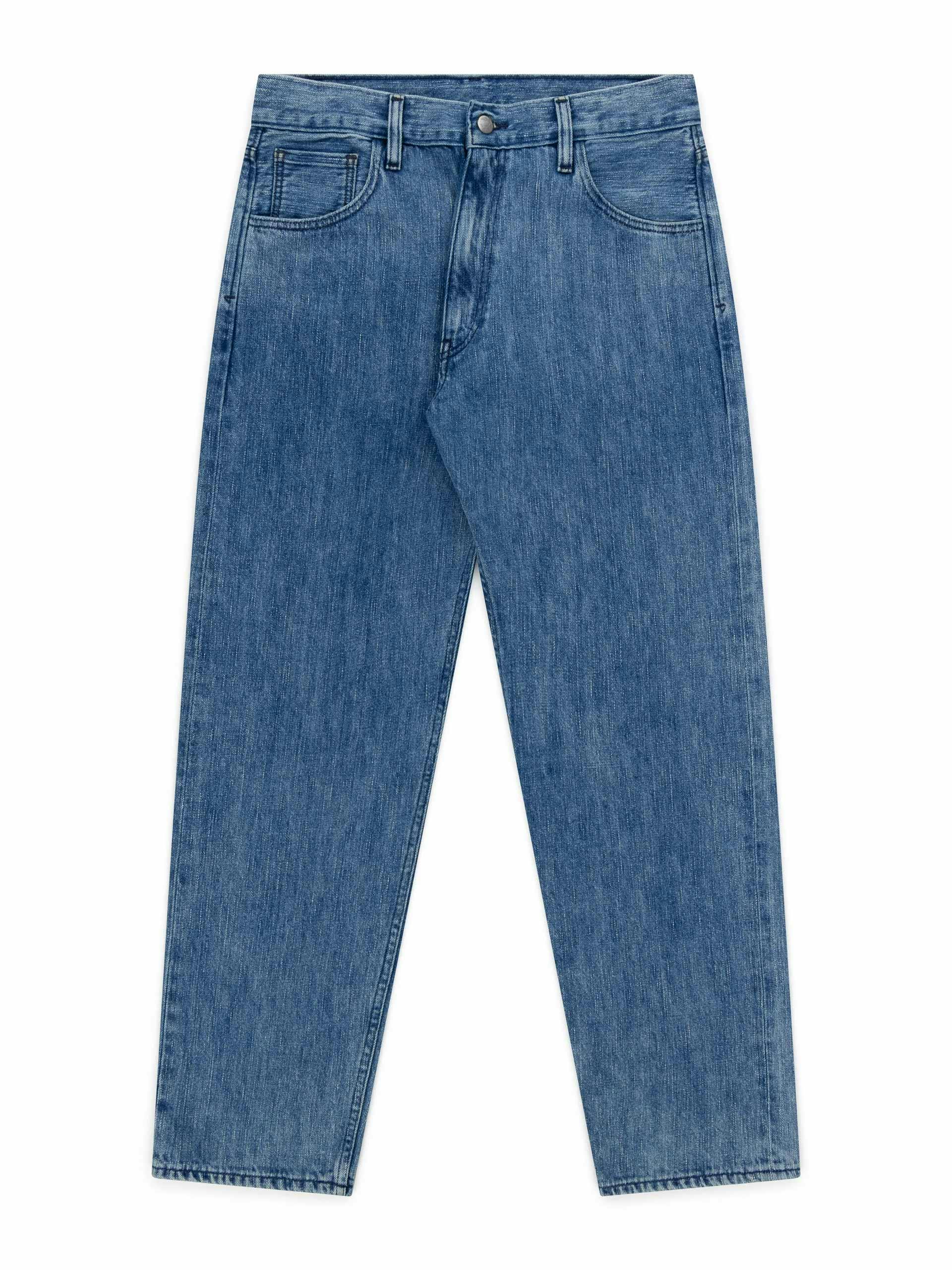 Blue acid wash relaxed fit jeans