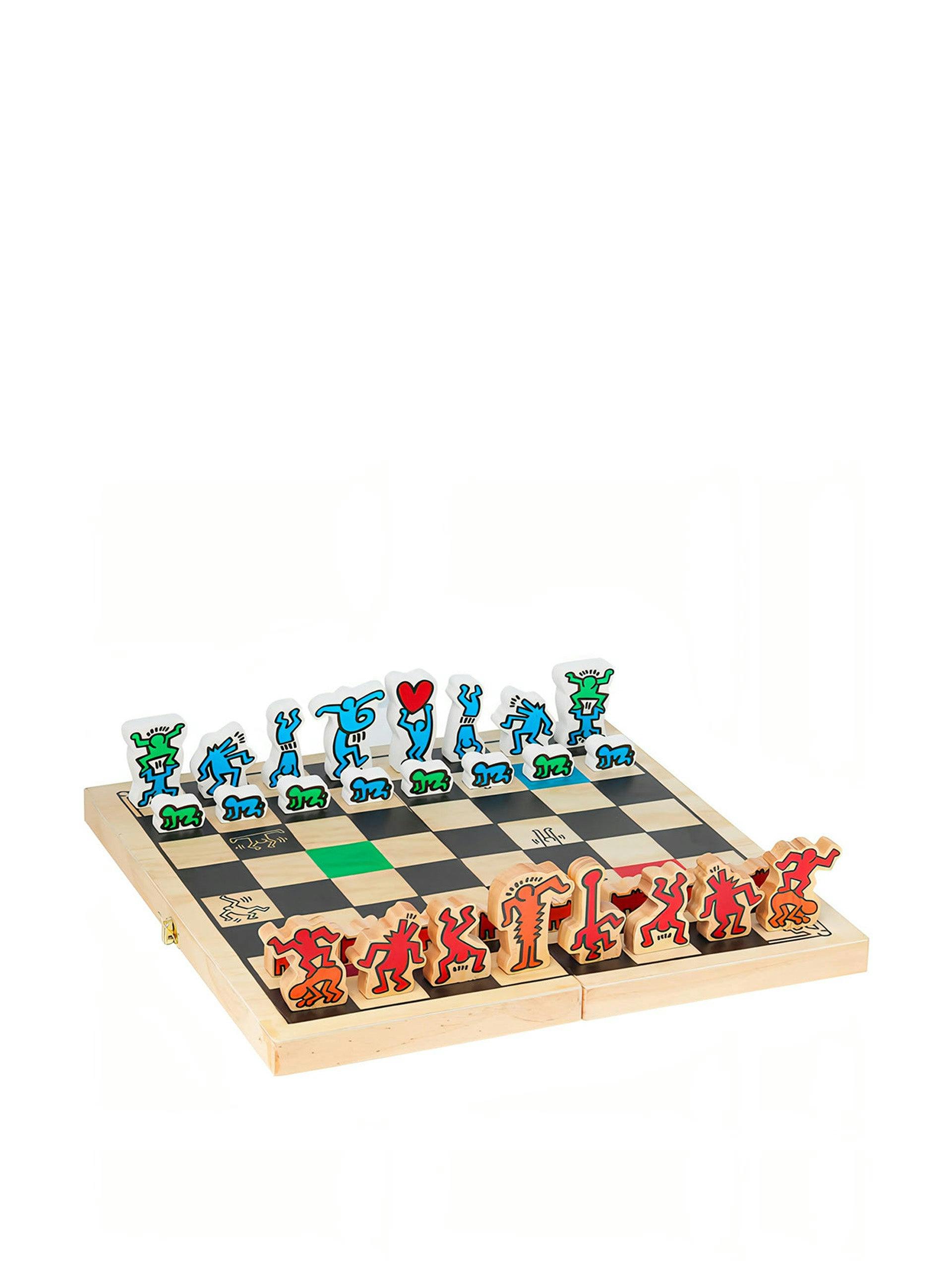 Keith Haring wooden chess set