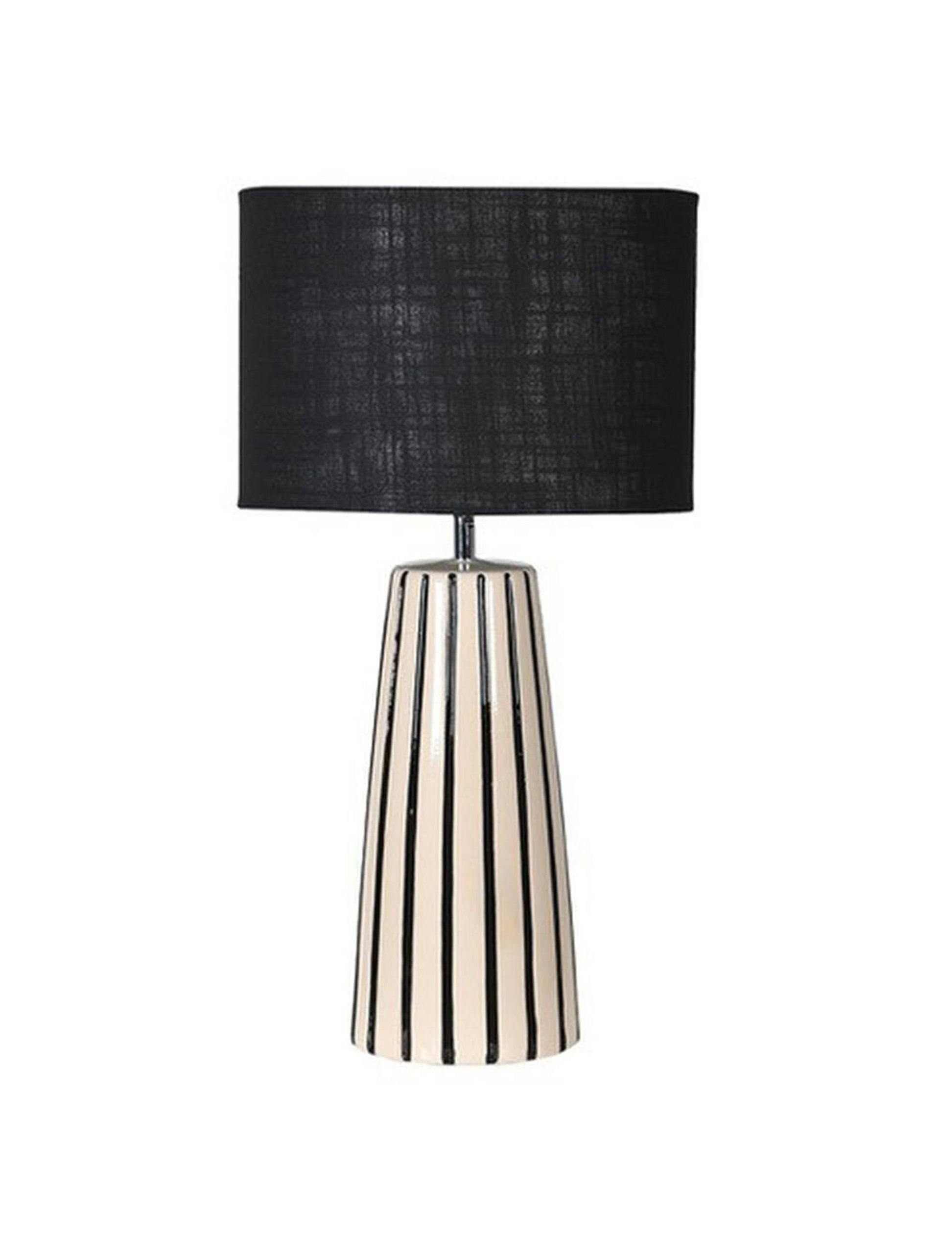Striped lamp with black lampshade