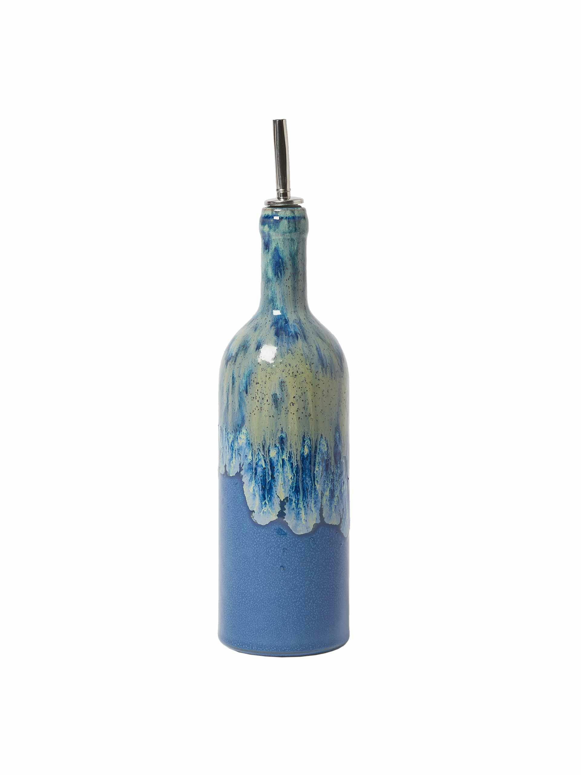 Bete blue ceramic oil bottle