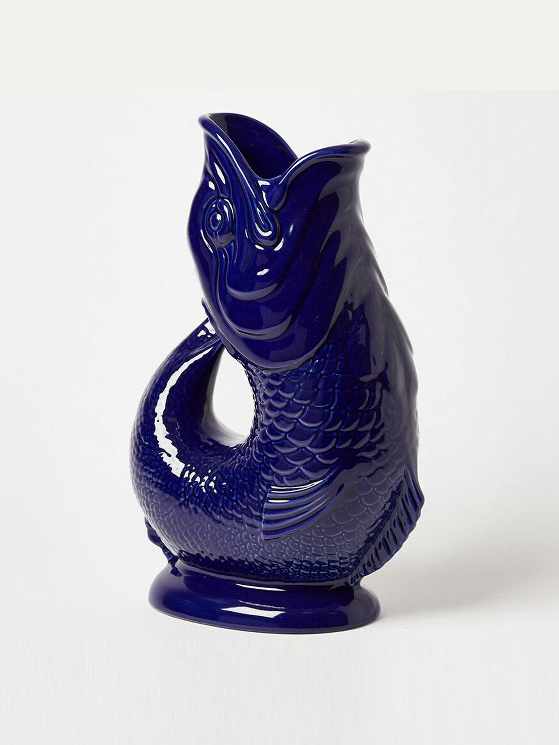 Cobalt blue ceramic Gluggle jug