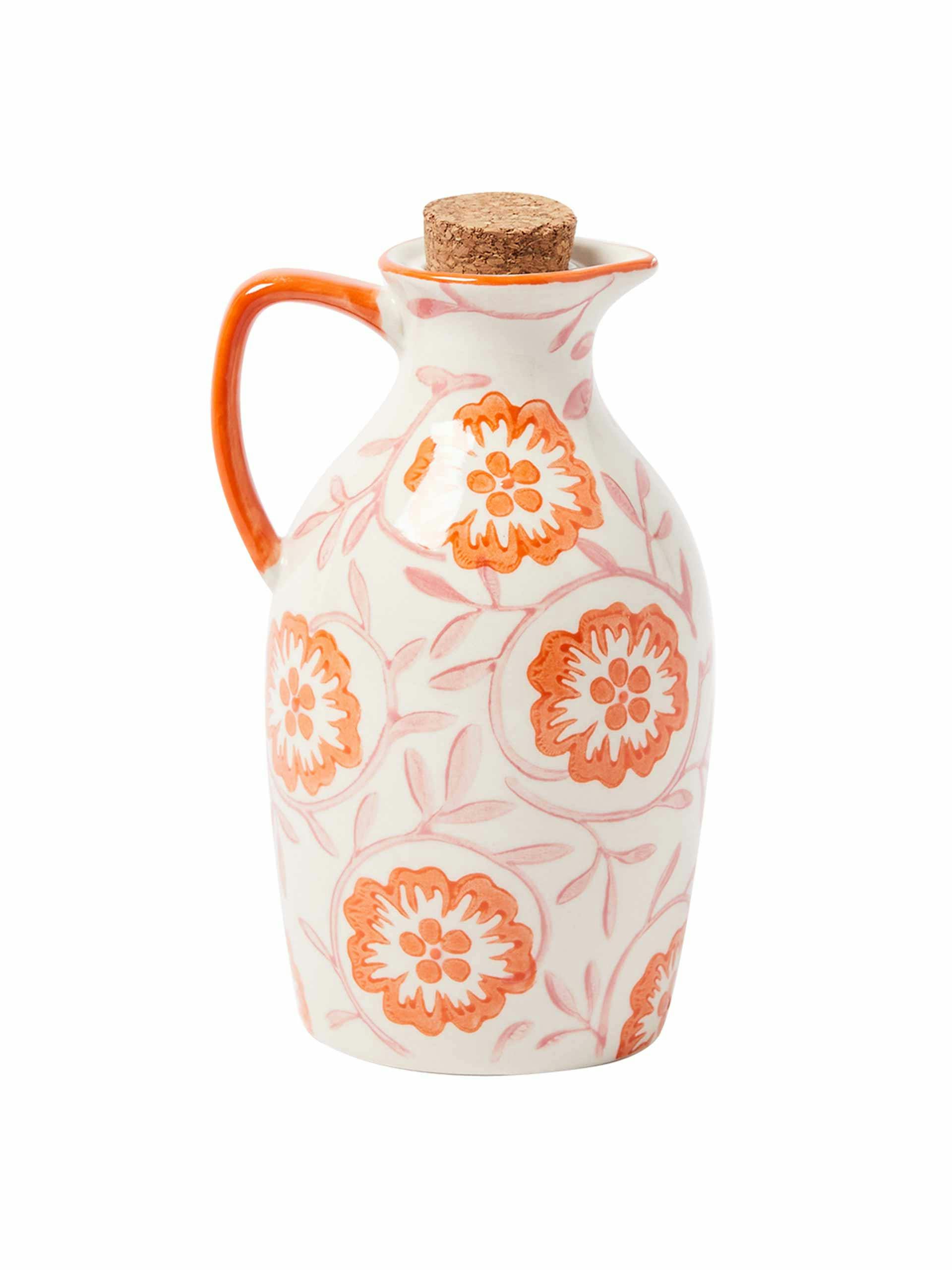 Lila floral orange ceramic oil bottle