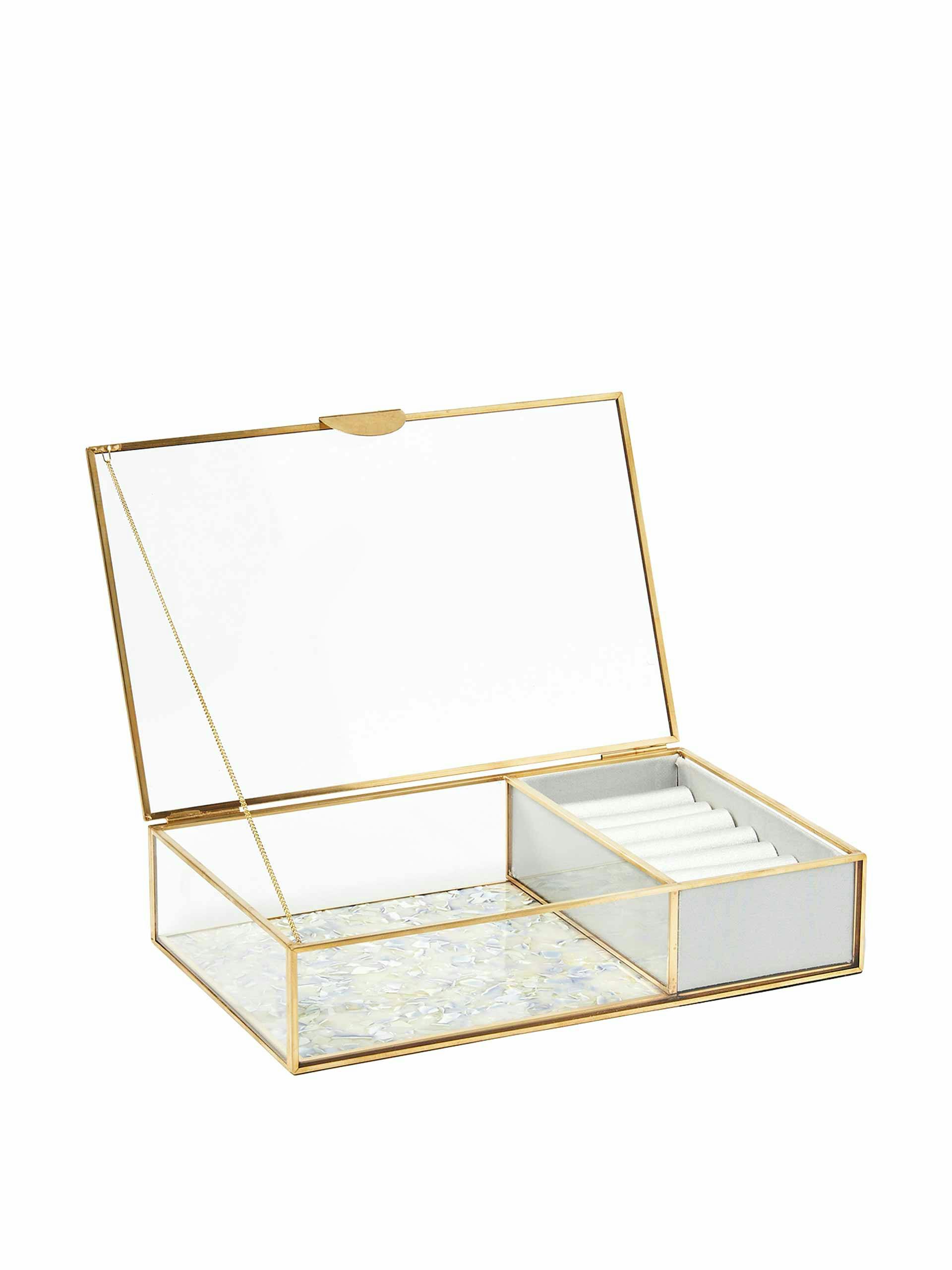 Gold and glass grey resin jewellery box