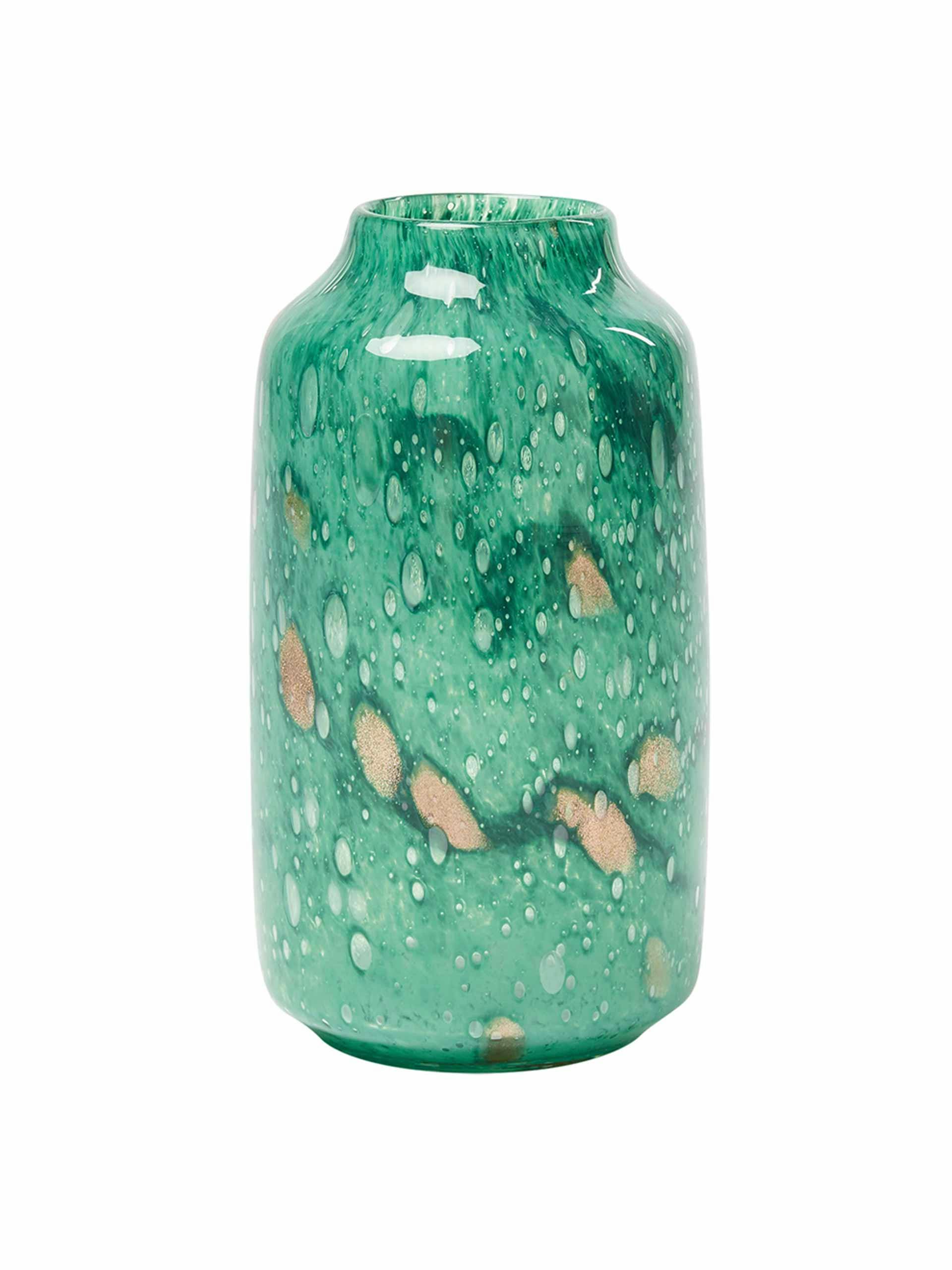 Hazel glitter green glass vase