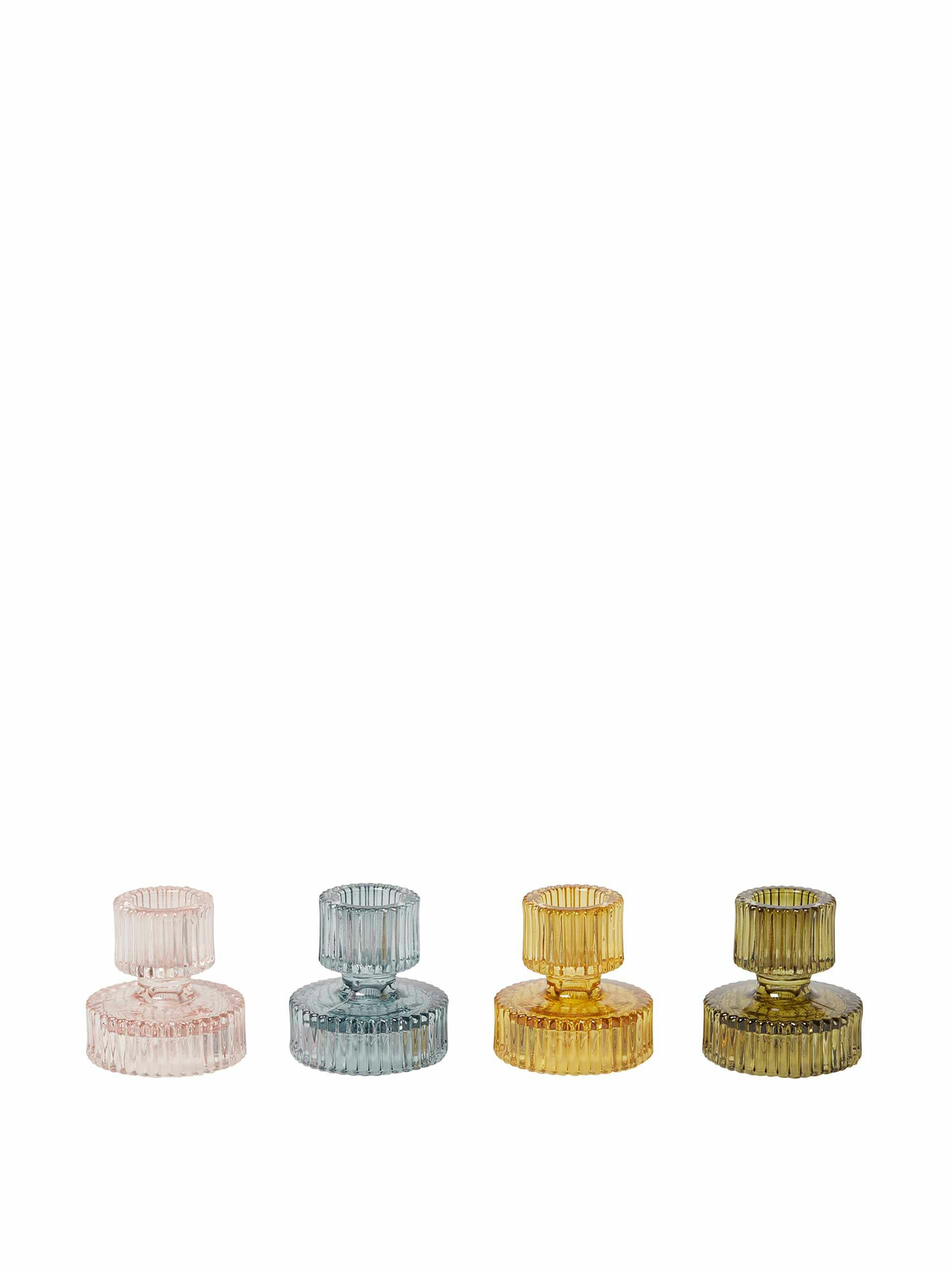 Kyto double sided glass candlestick holders (set of four)