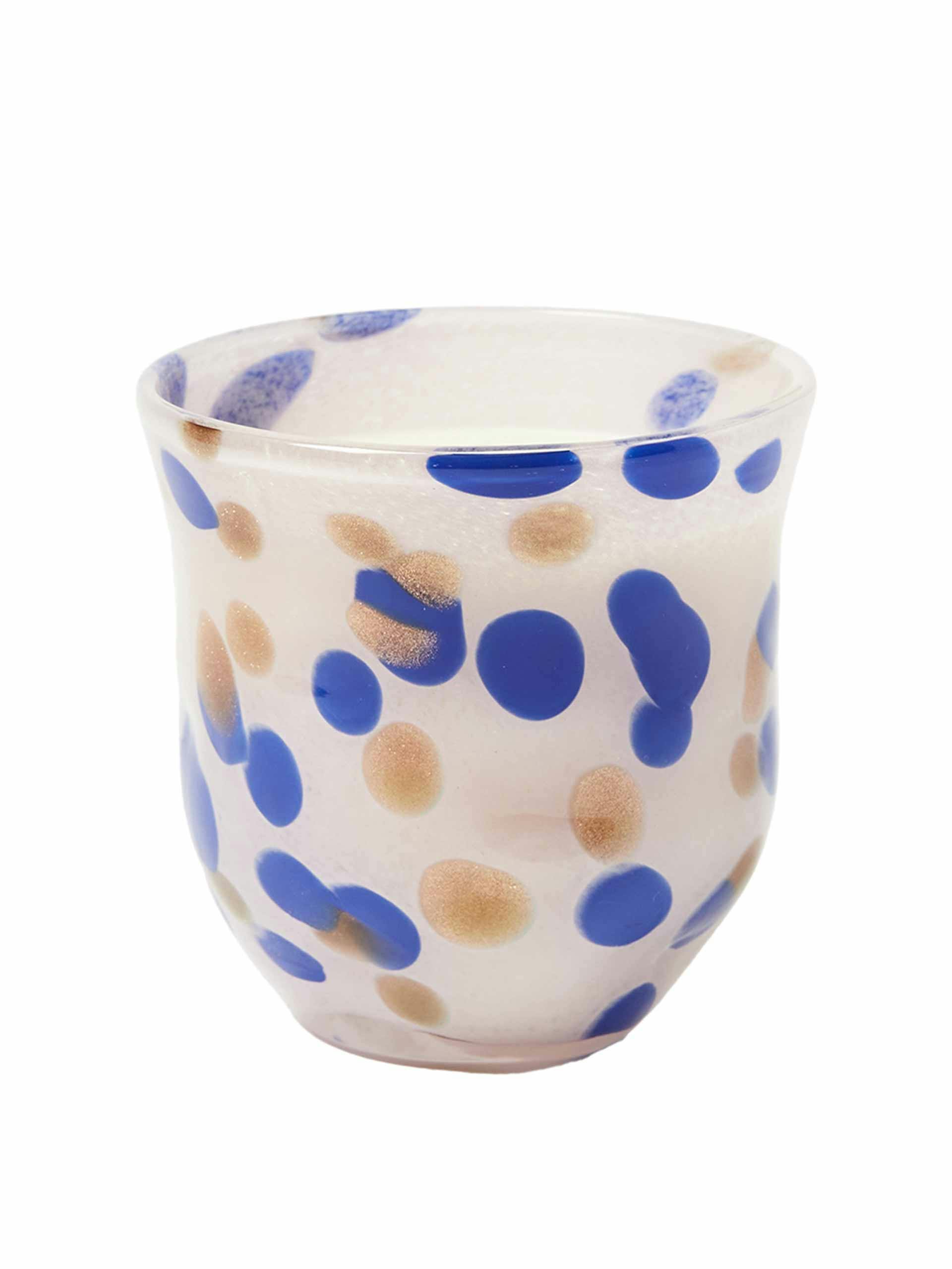 Lavender pink & blue spot glass scented candle