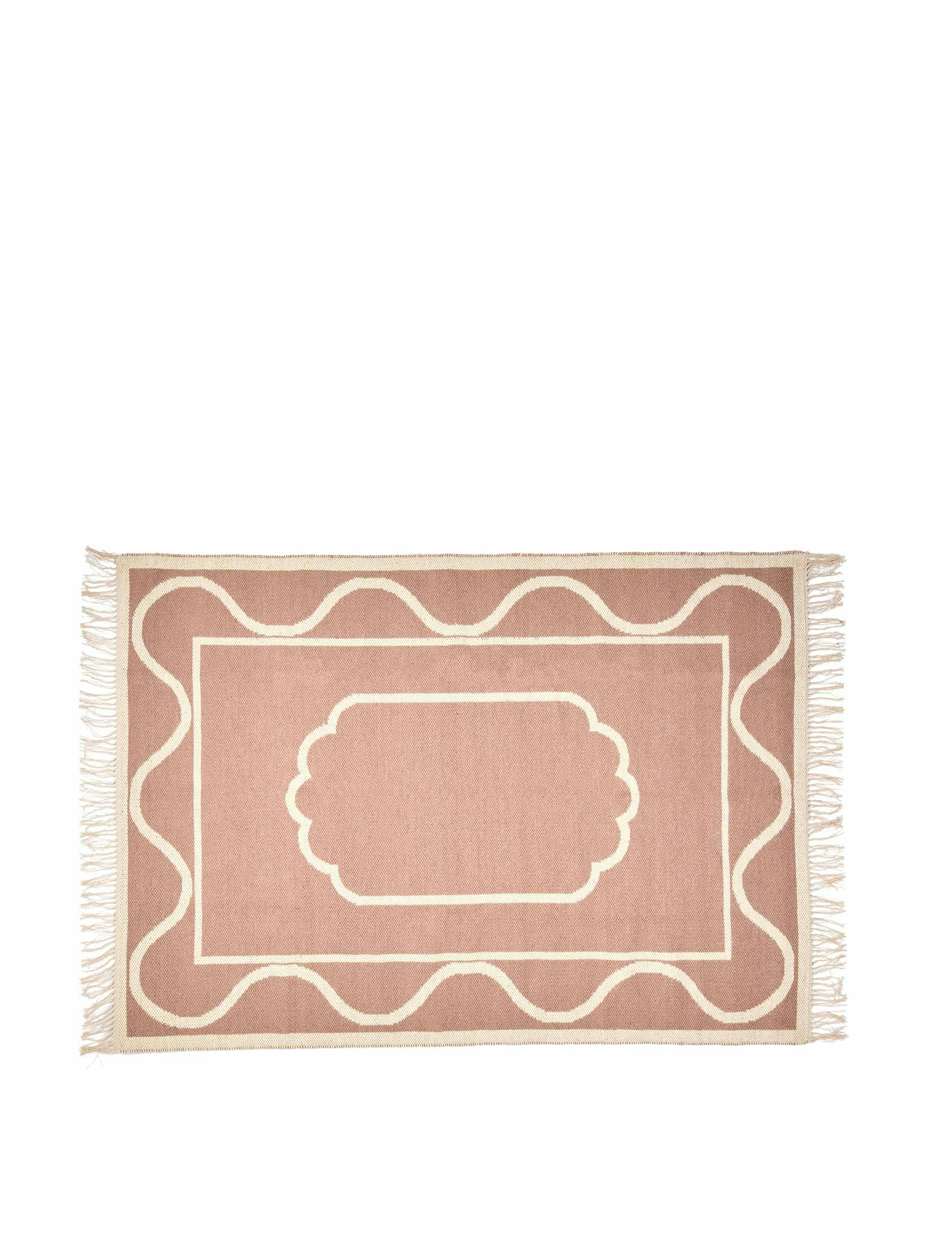 Mae reversible pink handwoven jacquard wool & cotton rug
