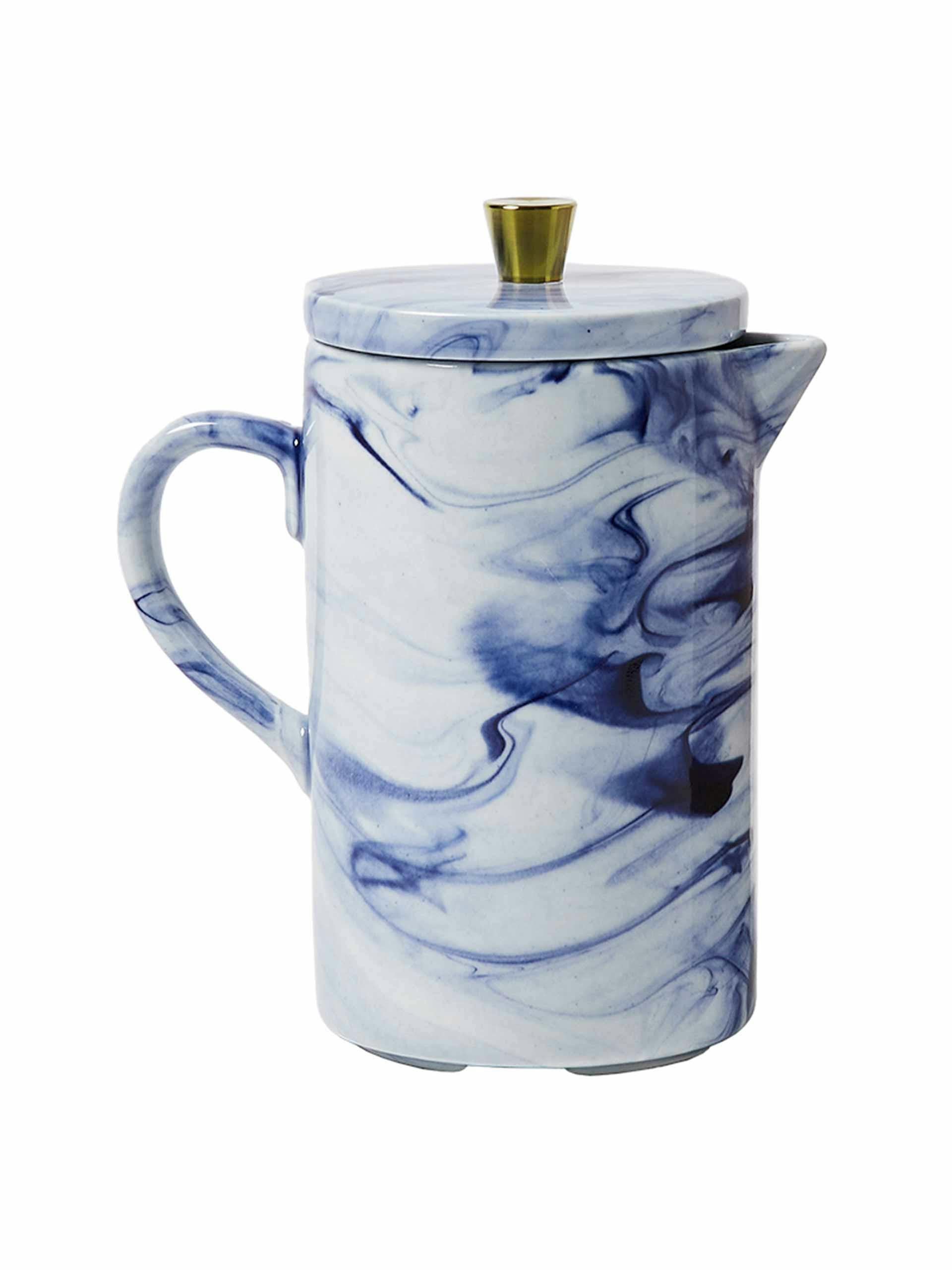 Mahi marbled blue ceramic cafetiere