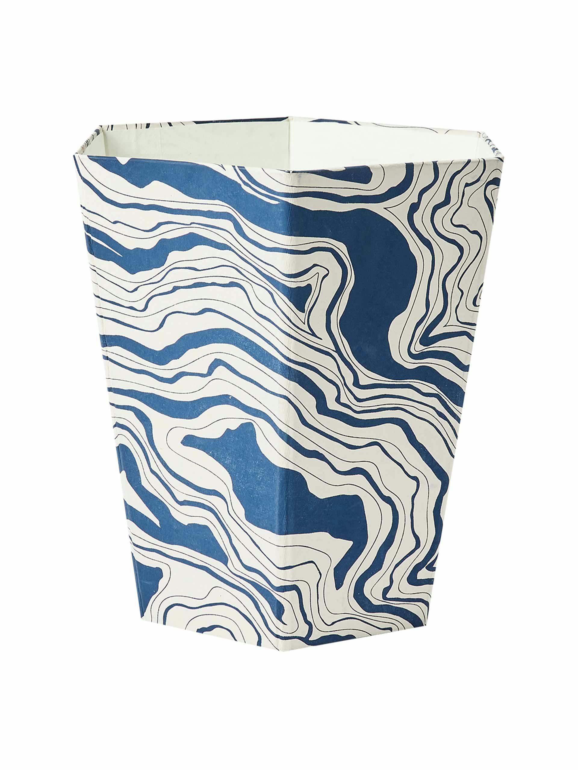 Marble blue paper bin