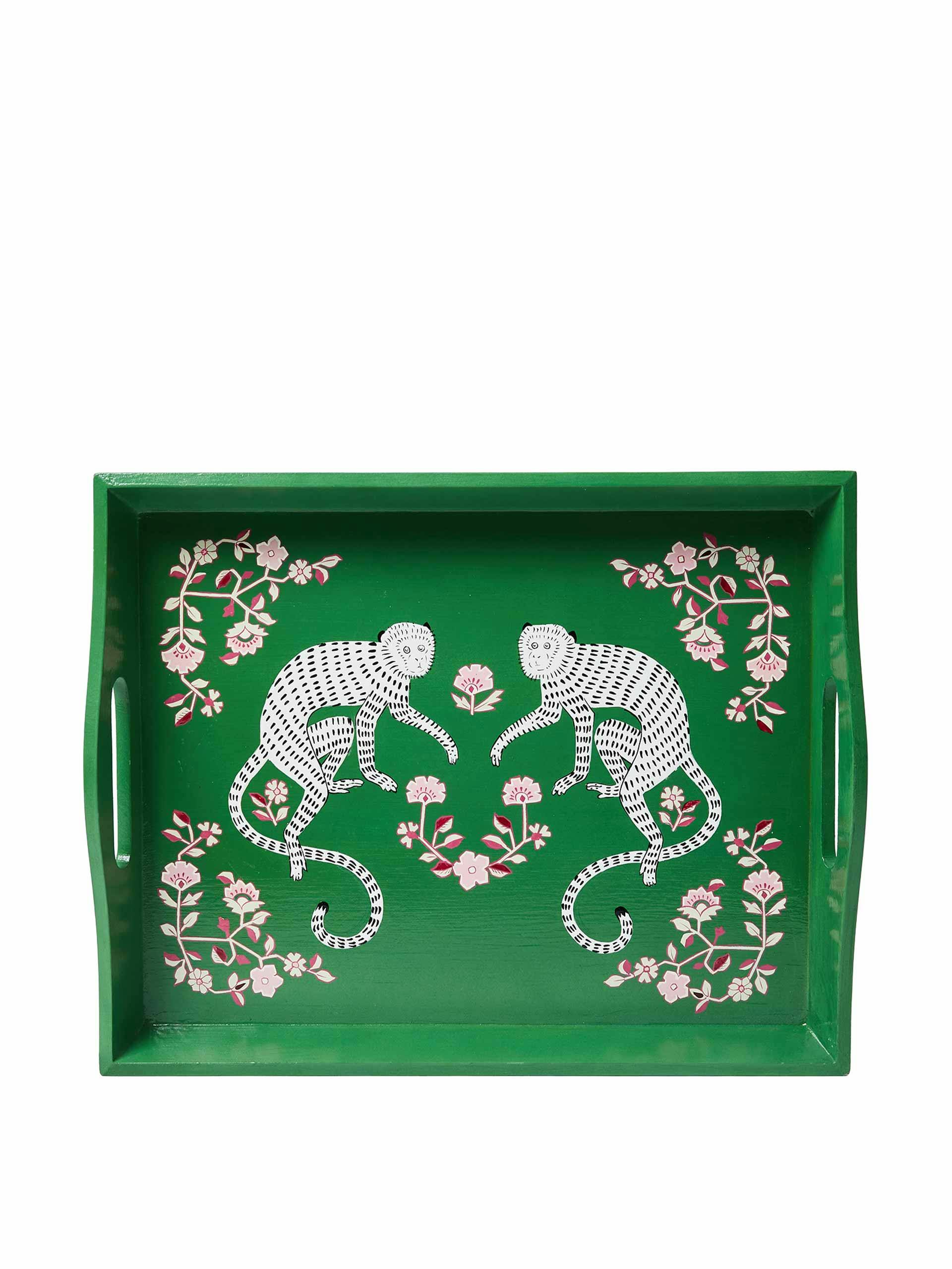 Morris The Monkey green hand-painted tray