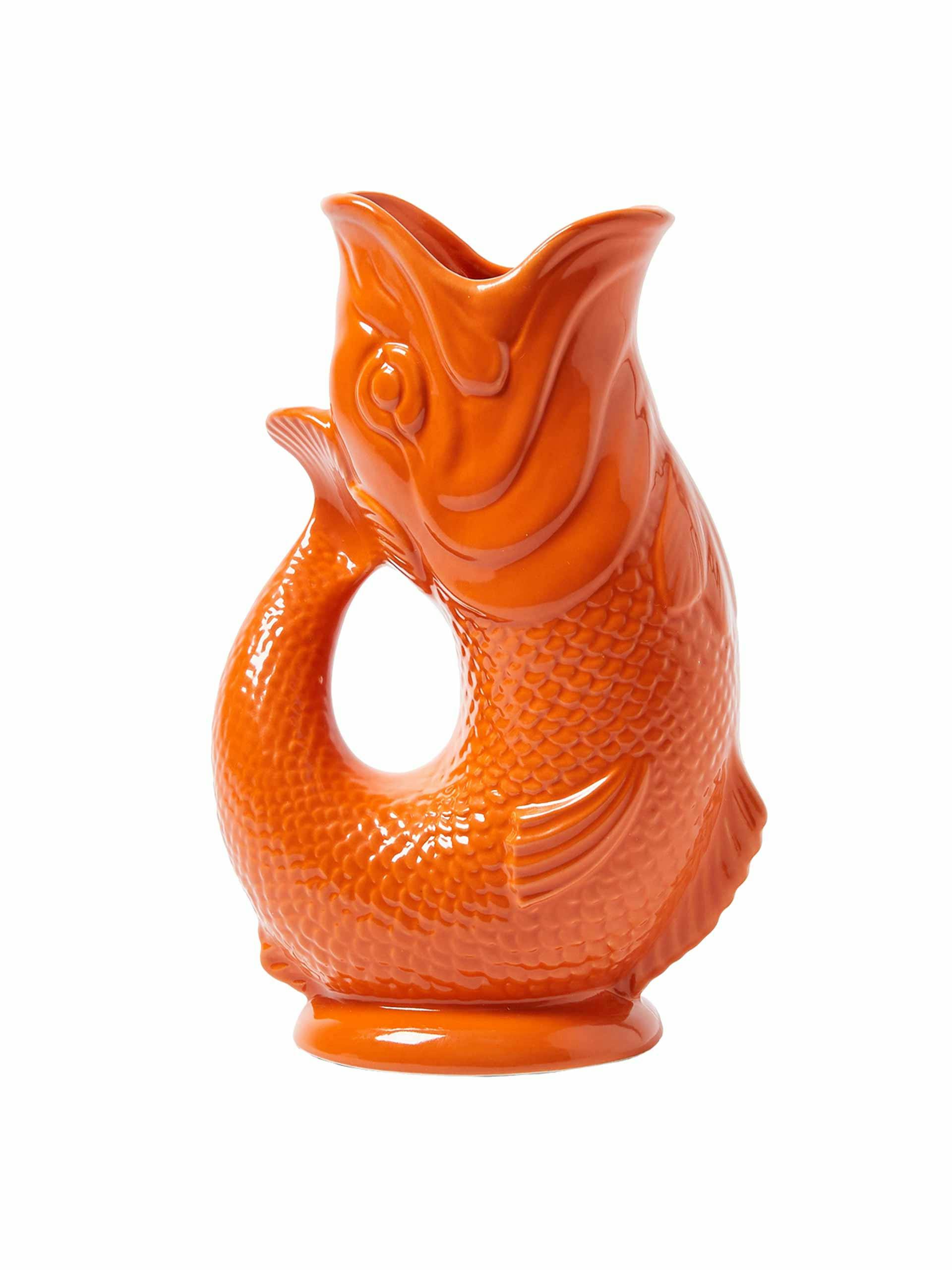 Orange ceramic gluggle jug large
