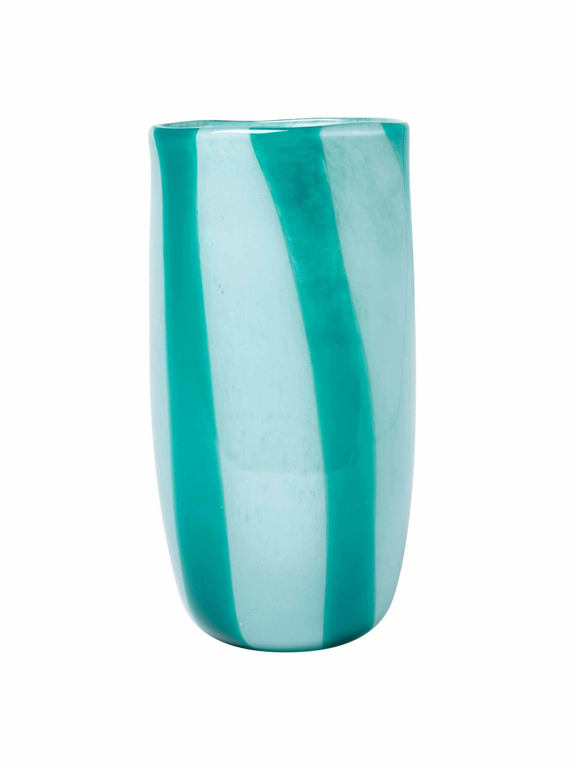 Raya striped blue glass vase