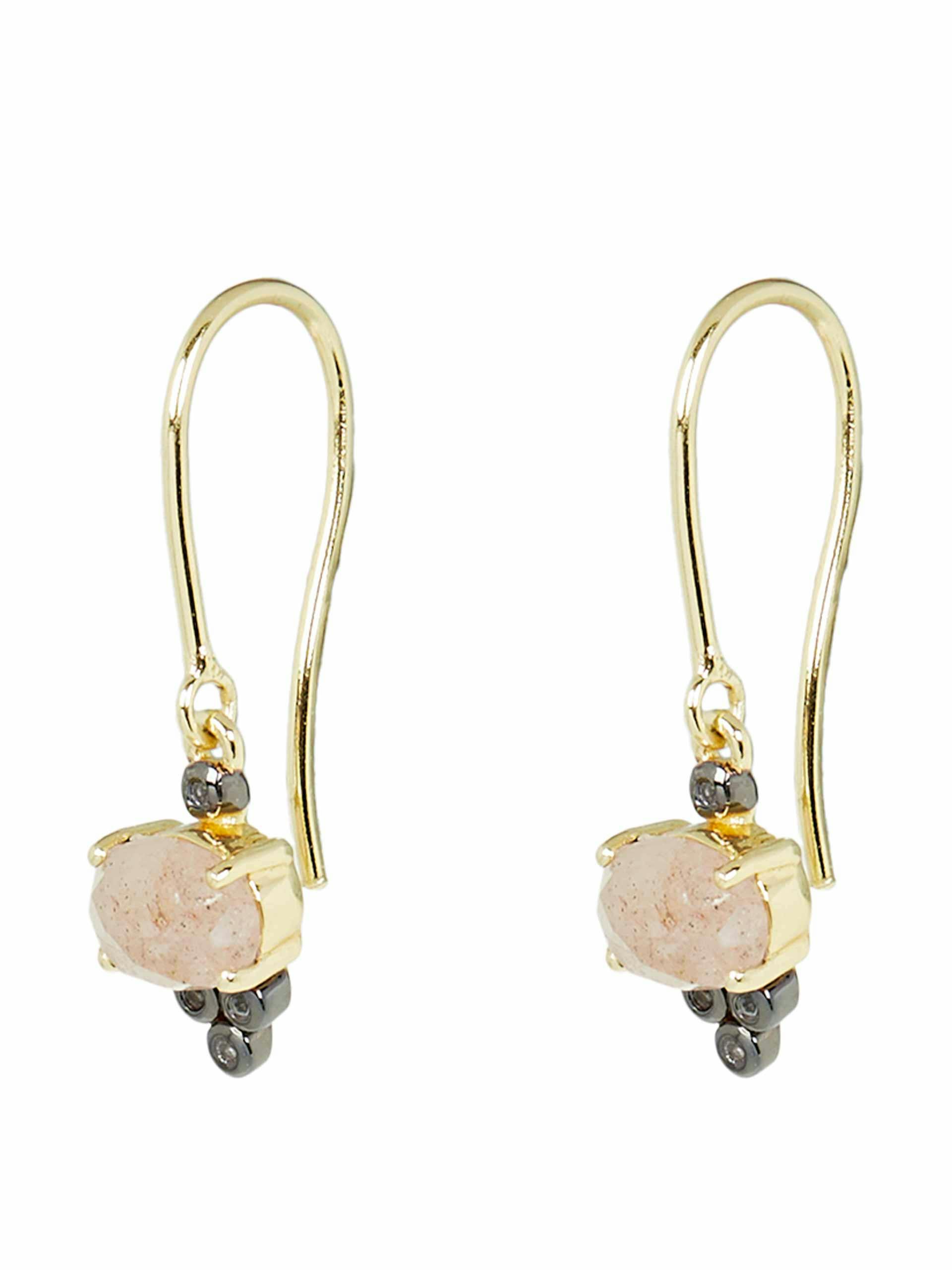 Imogen ruthenium and quartz gold plated drop earrings