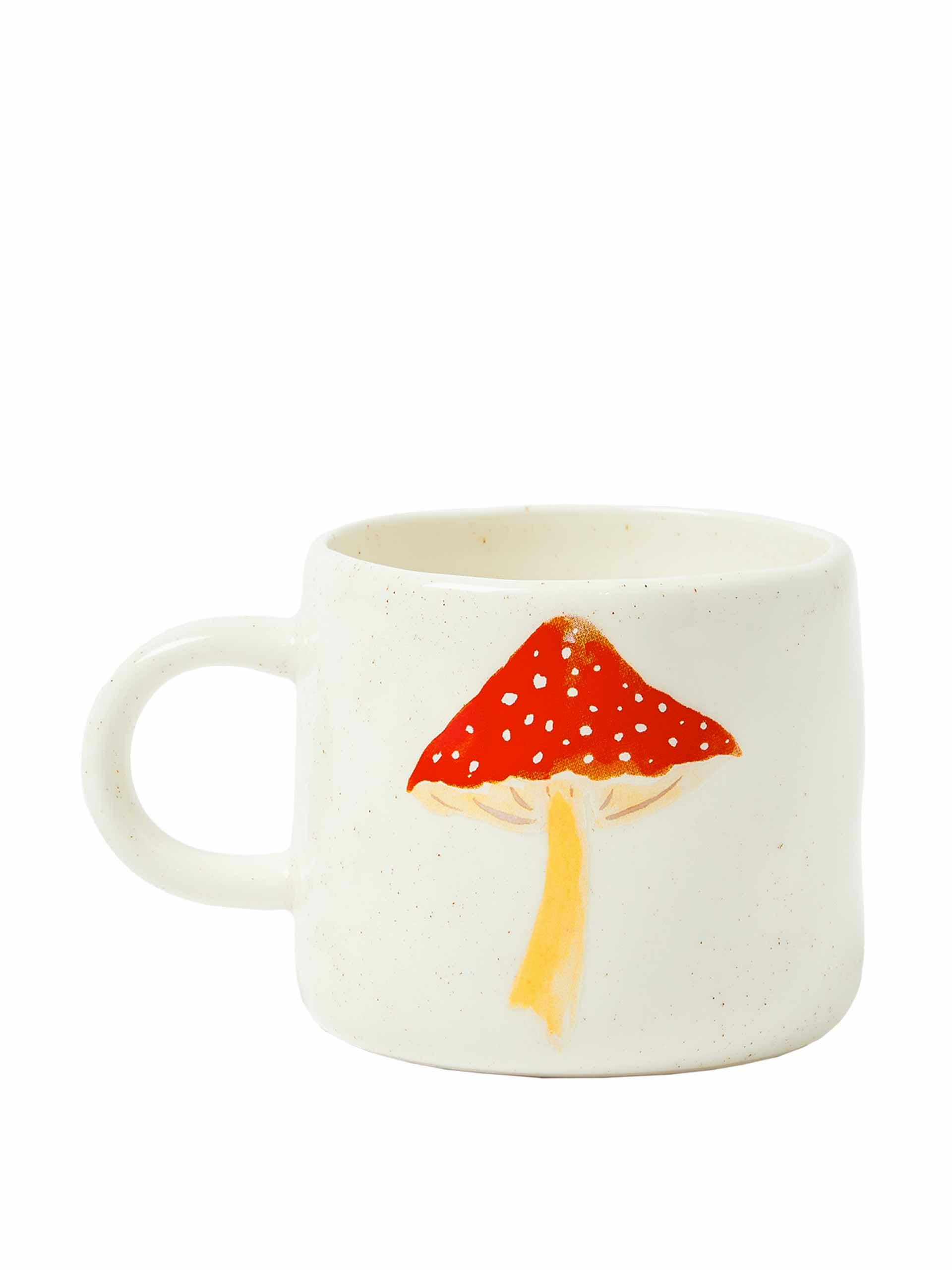 Toadstool white ceramic mug