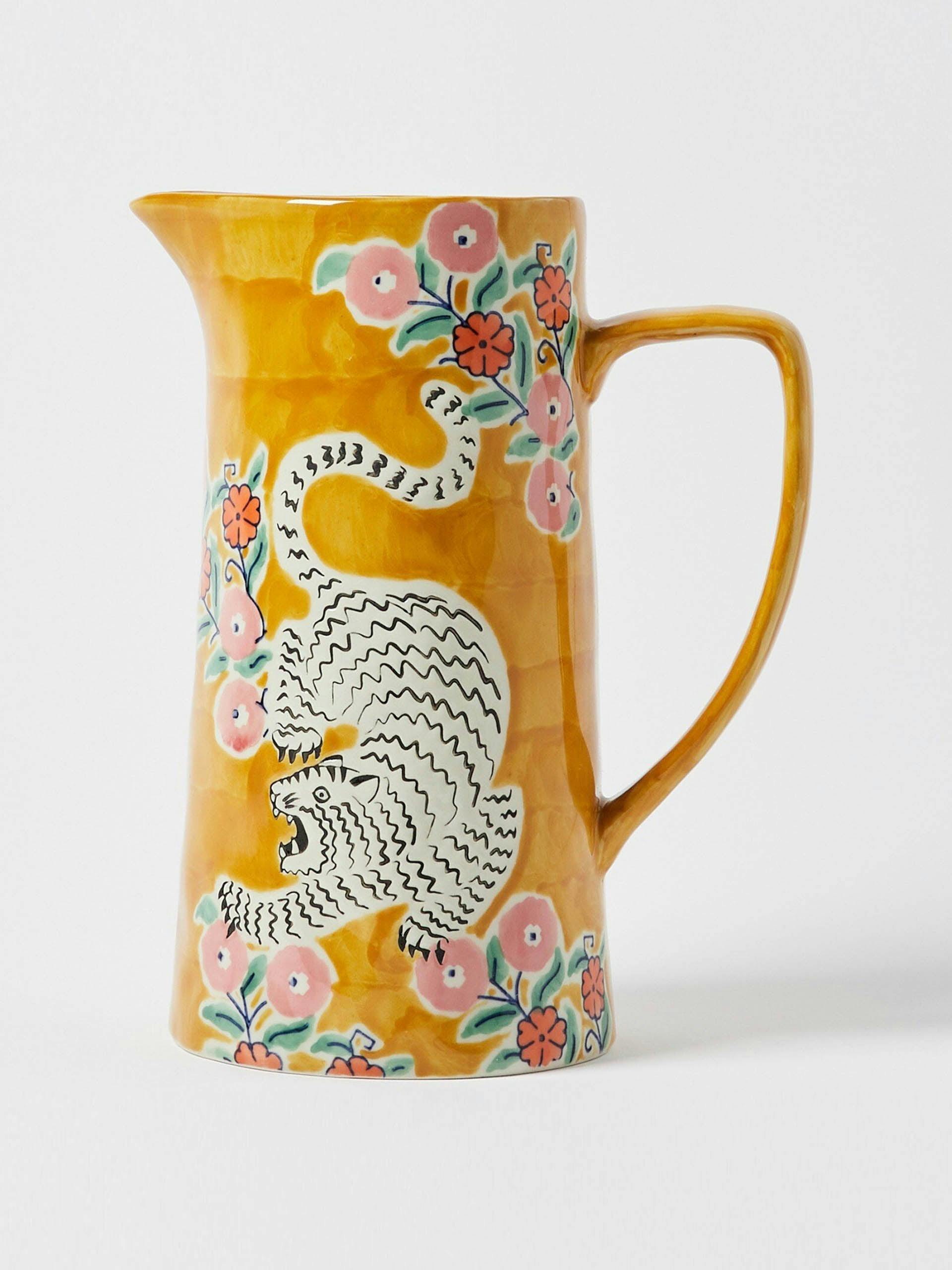 Tigris Tiger yellow ceramic jug