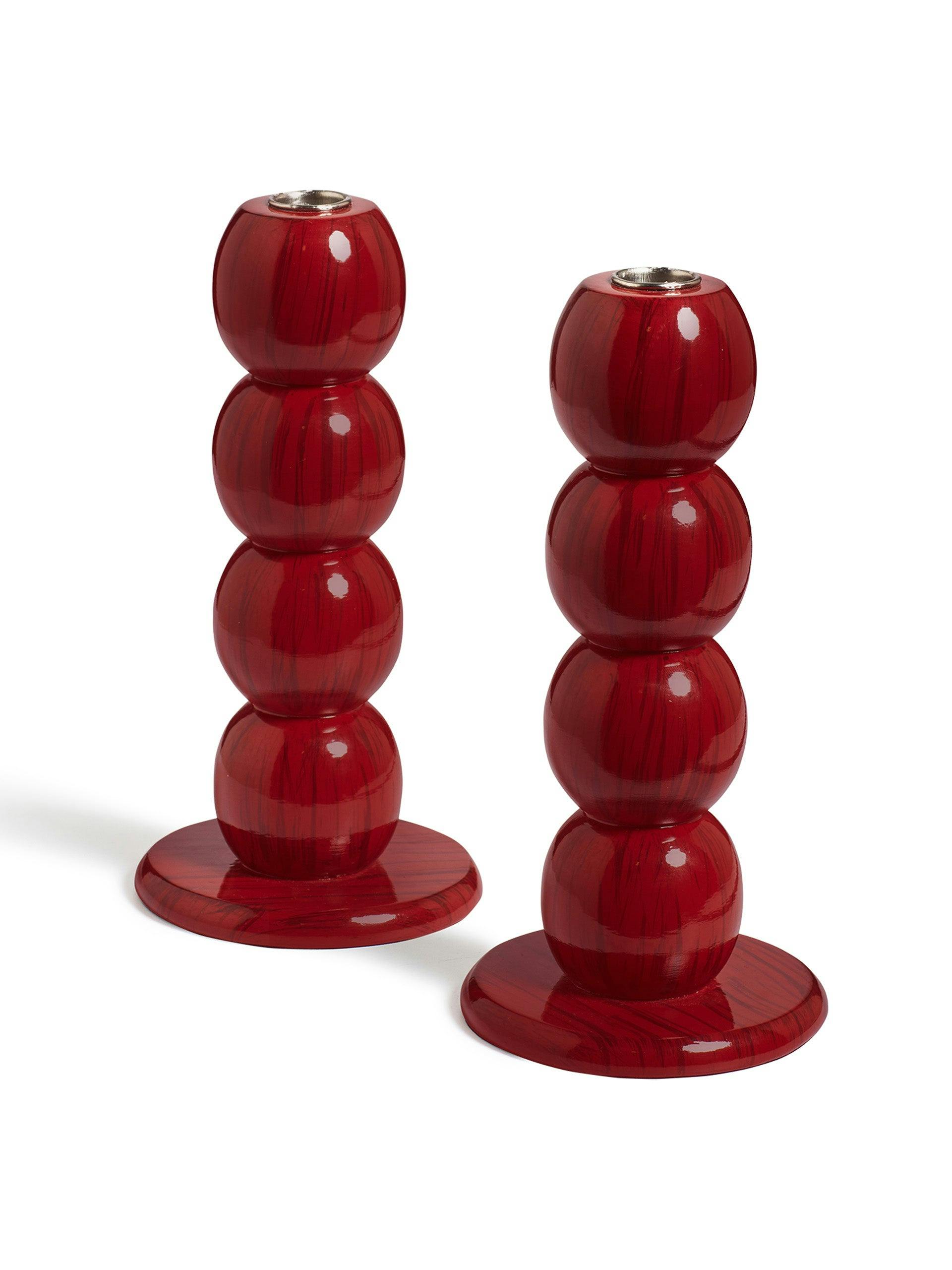 Bobina Bobble candle holders in Chinese Red (set of 2)