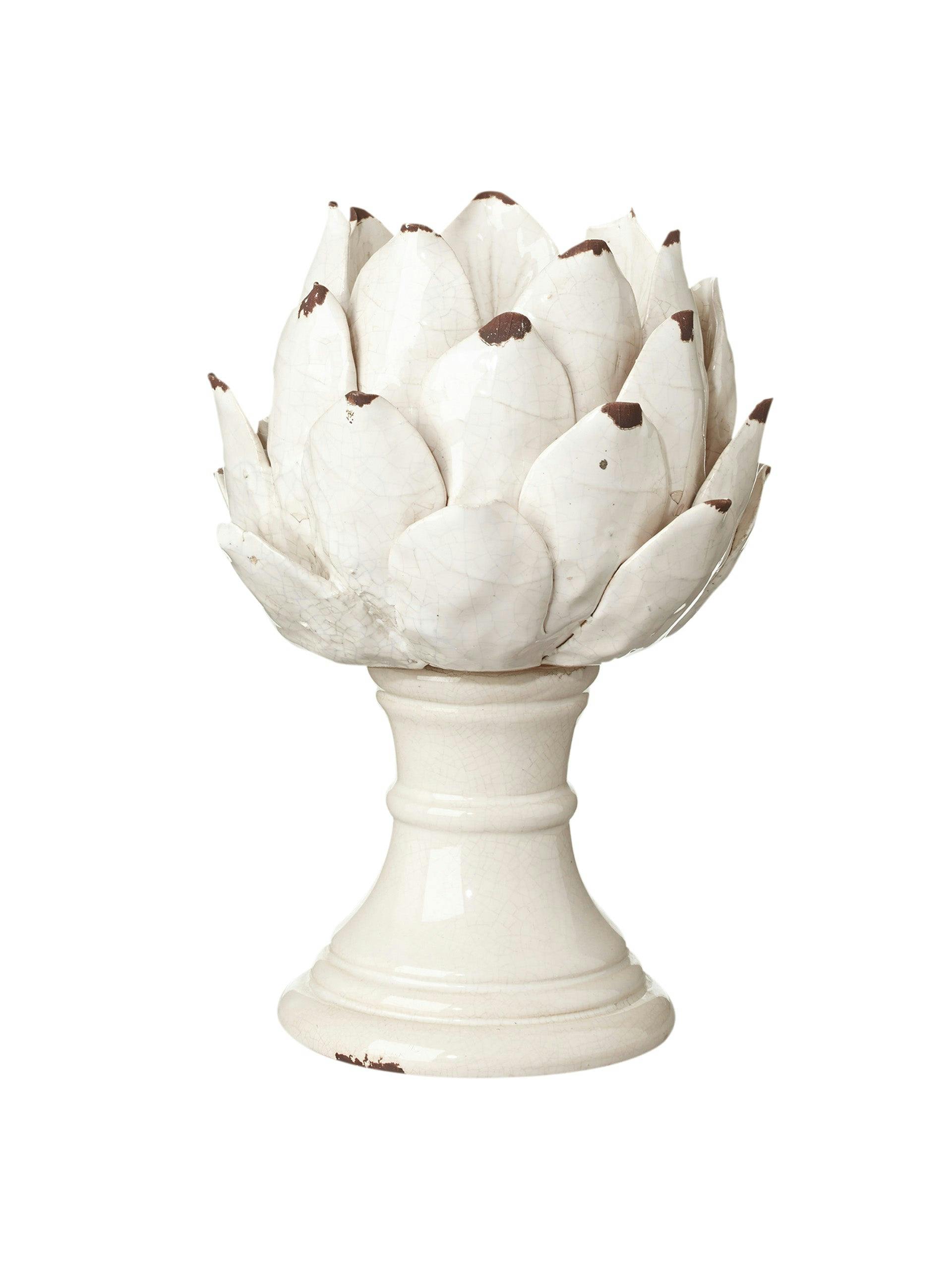 Cardoon white candle holder
