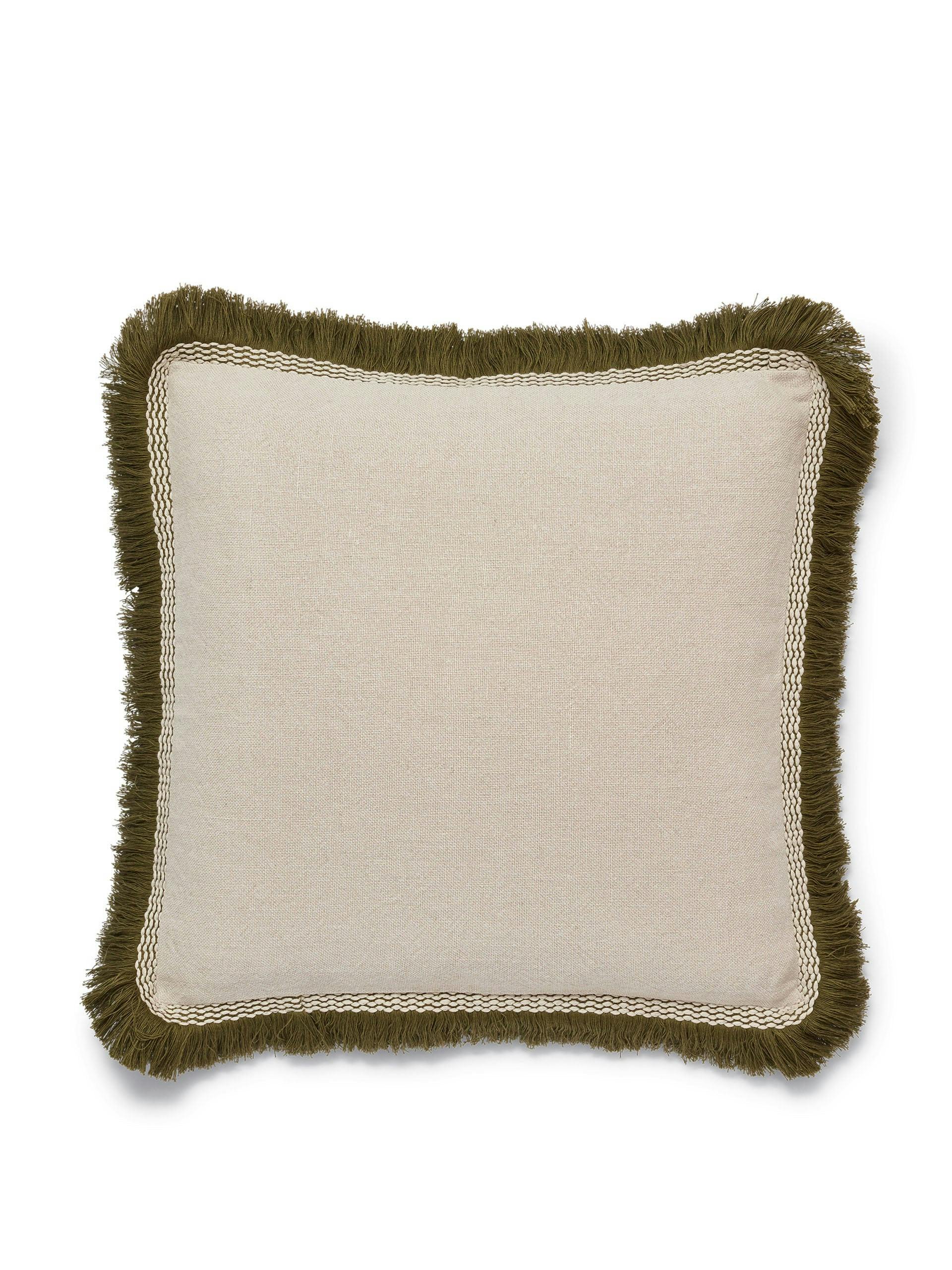 Elspeth cushion cover with green fringing